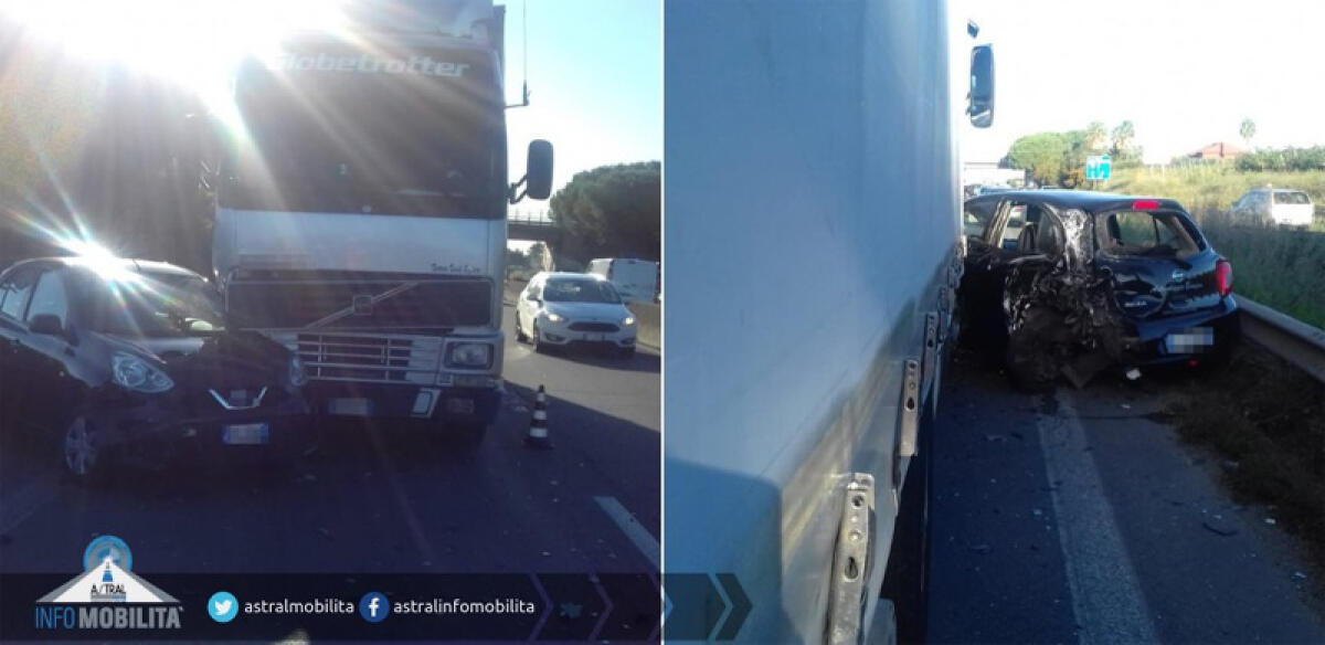 Scontro tra un mezzo pesante ed un'auto sulla Pontina, a Latina: mezzi rimossi. - 