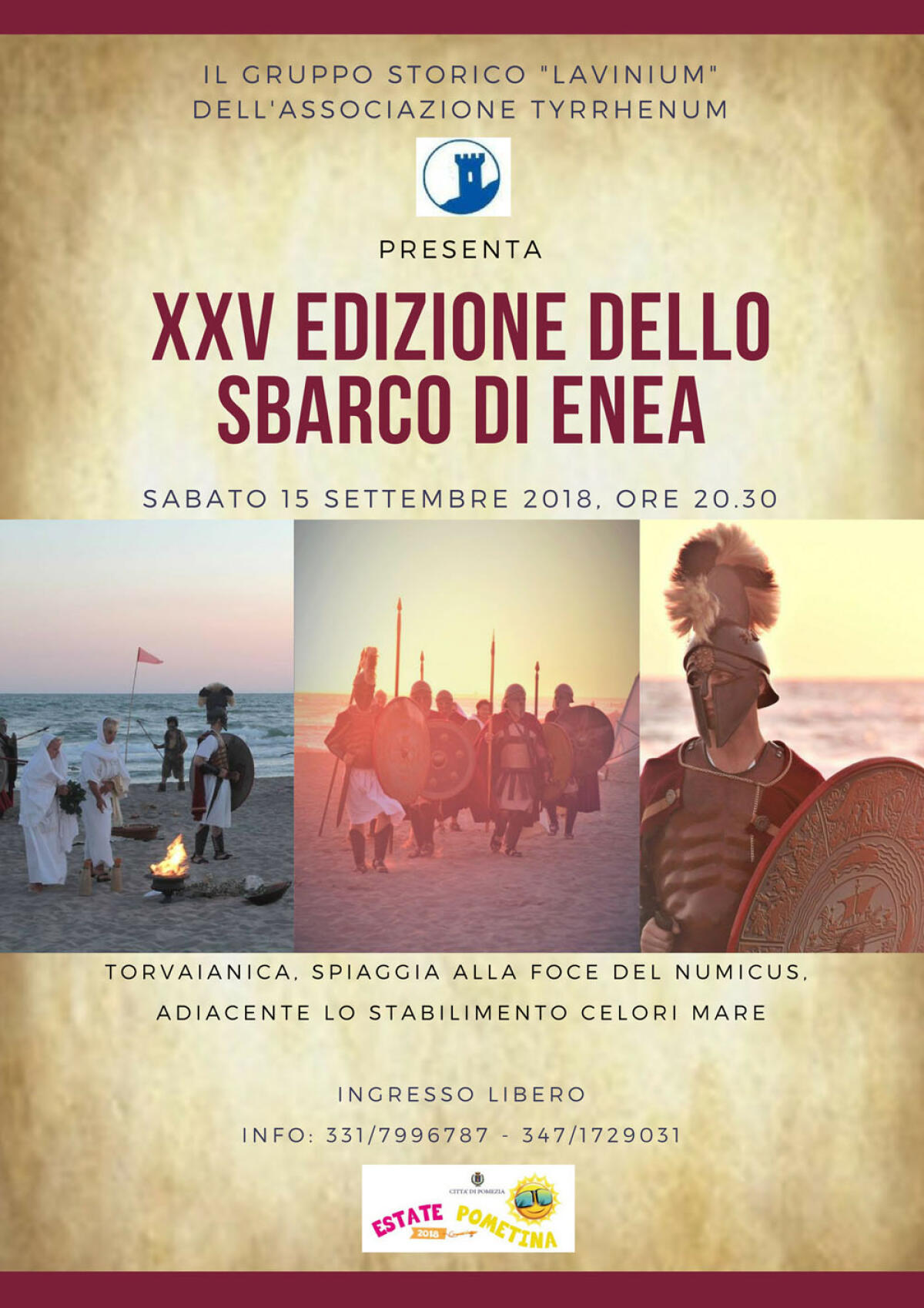 Sulla spiaggia di Torvaianica la 25esima rievocazione storica dello “Sbarco di Enea”. - 