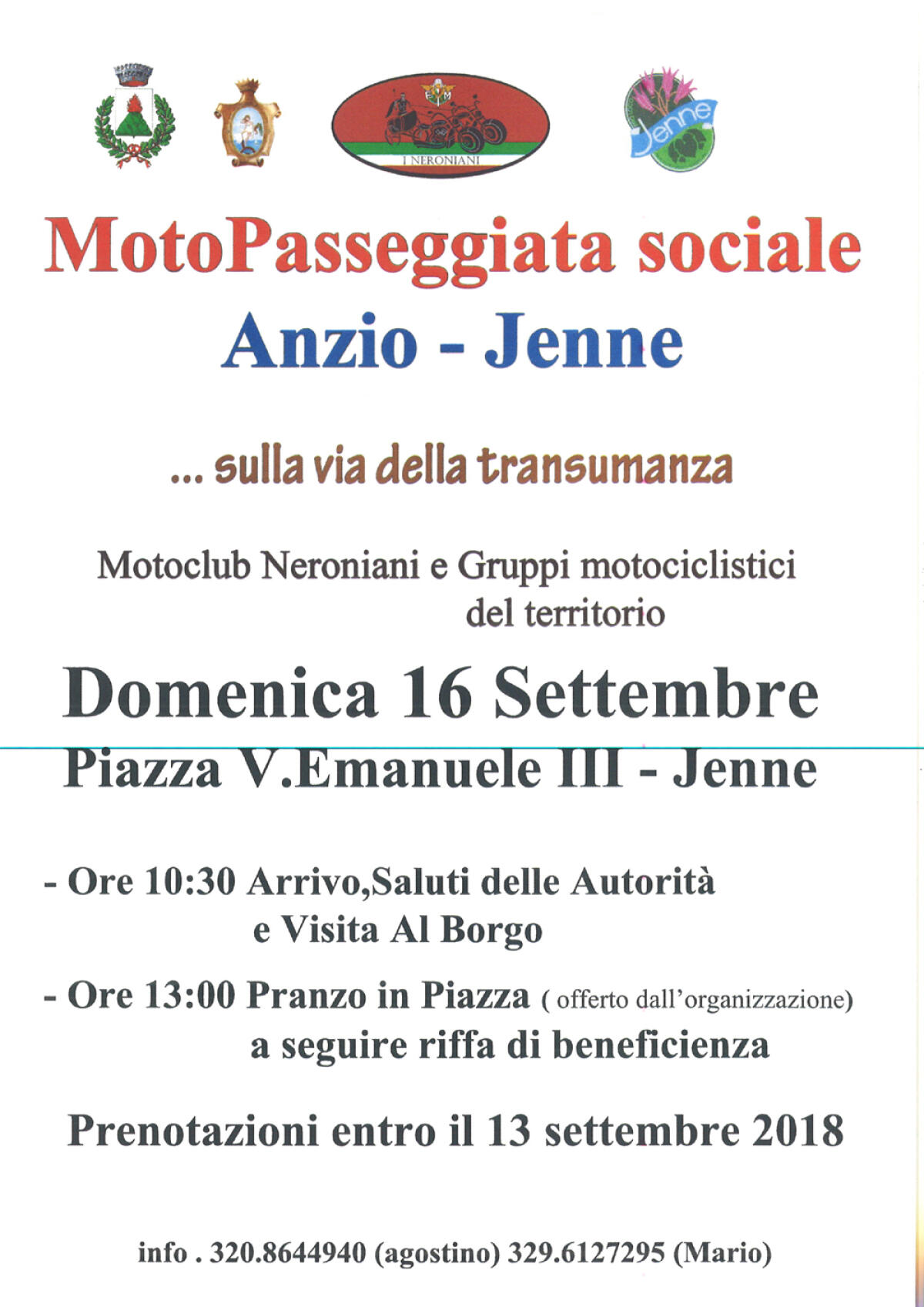 Il Motoclub “I Neroniani” organizza una “Moto Passeggiata Sociale” da Anzio a Jenne. - 