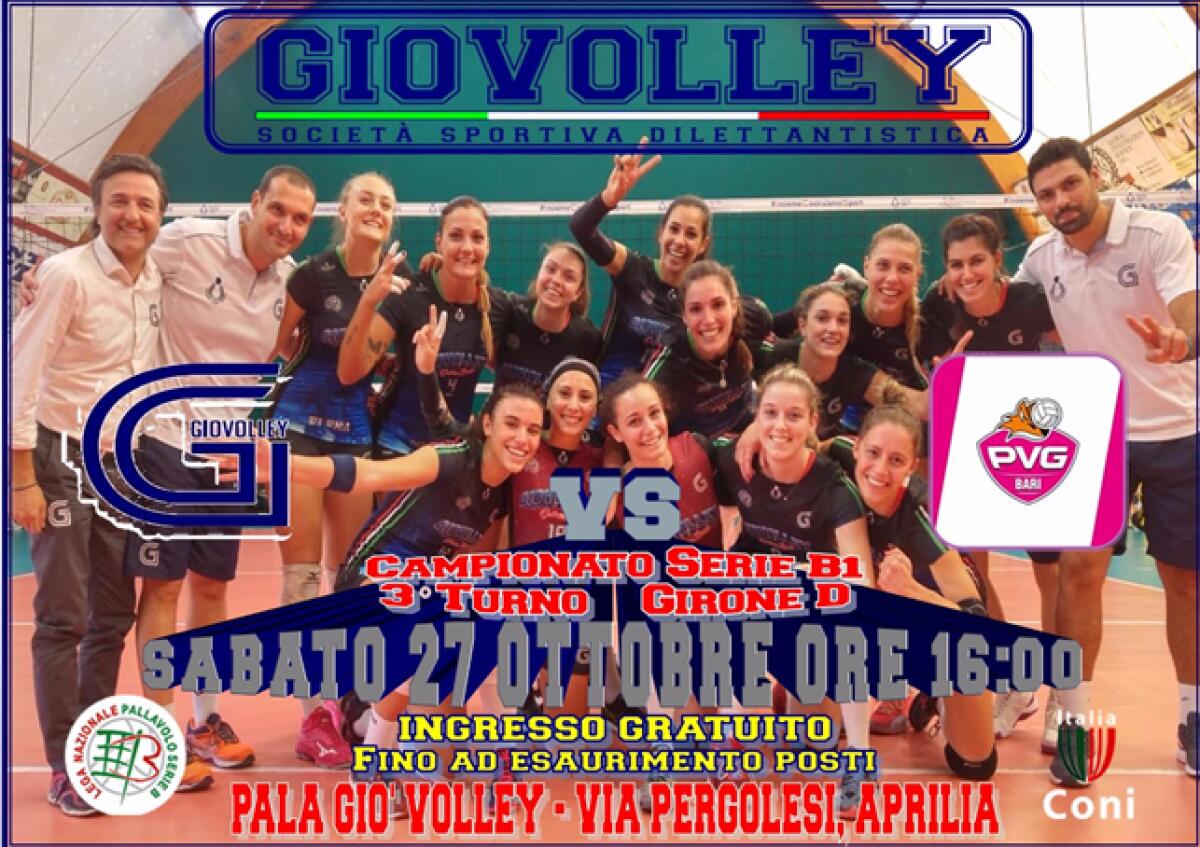 Pallavolo femminile B2: terzo impegno in campionato per la Giò Volley Aprilia che attende il PVG Bari. - 