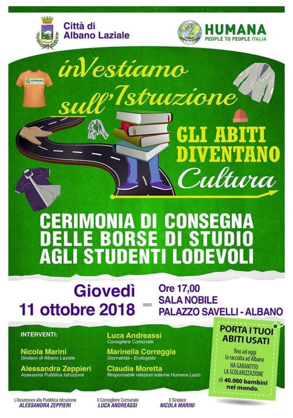 ALBANO – Oggi la consegna delle borse di studio “Humana” agli studenti meritevoli. - 