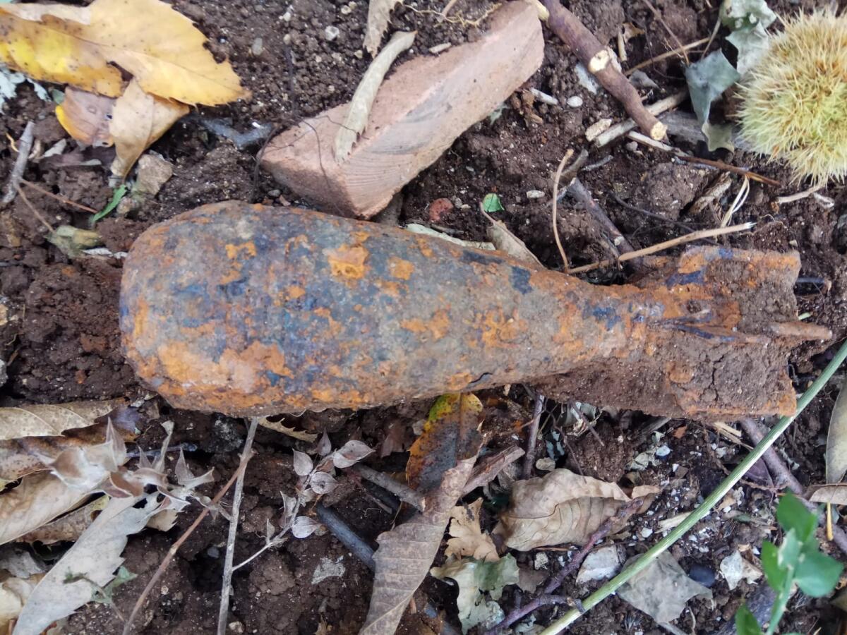 Ordigno bellico a Bassiano, area bonificata - 