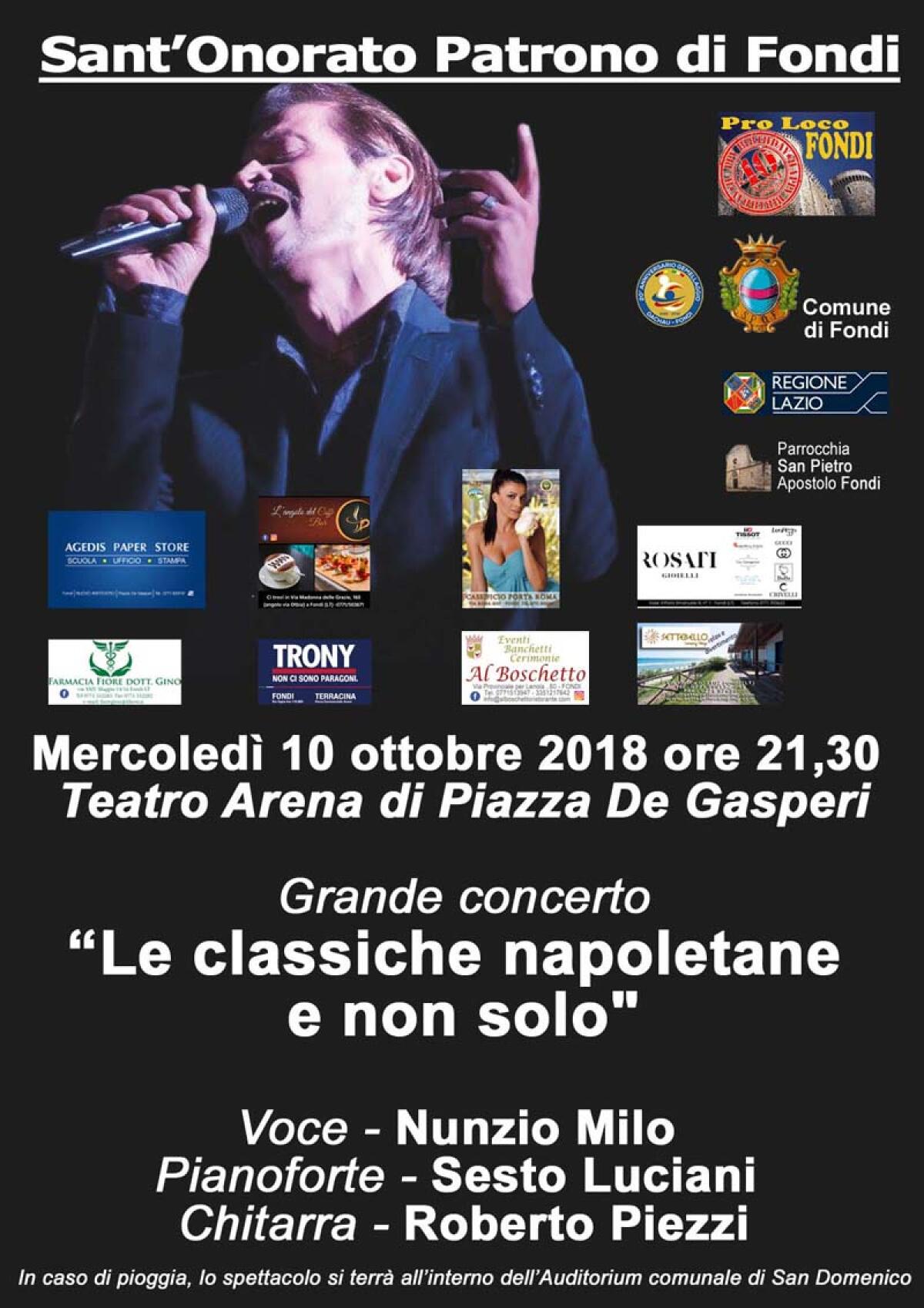 Questa sera a Fondi il concerto “Le tradizionali canzoni napoletane e non solo”. - 