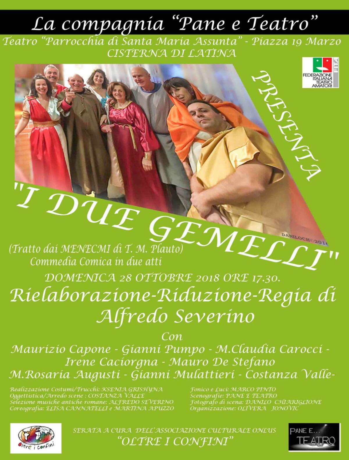 A Cisterna domenica in scena "I due gemelli" di Plauto - 