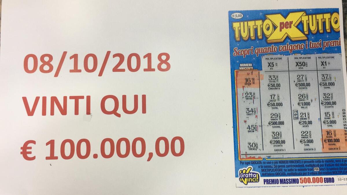 Al "Domino Caffè" di Aprilia vinti 100 mila euro - 