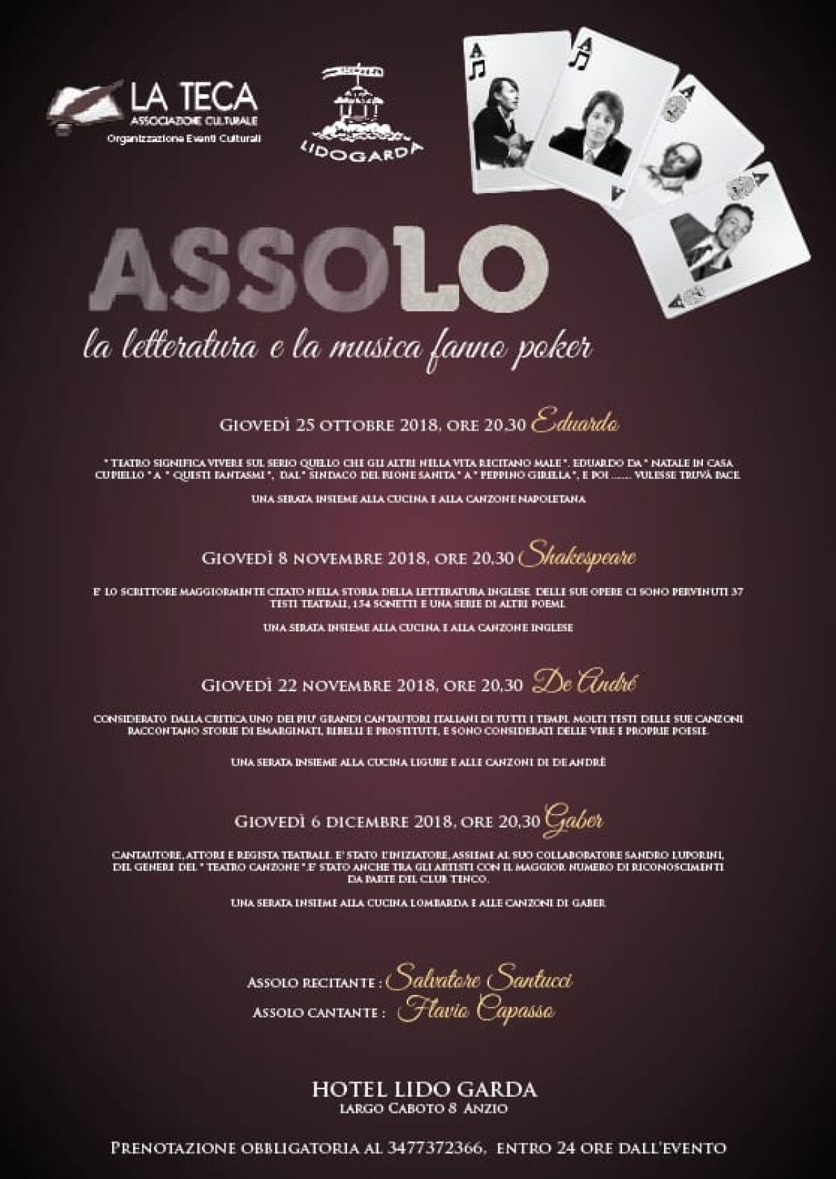 ANZIO - Al via la rassegna “Assolo”dell'associazione culturale La Teca. - 