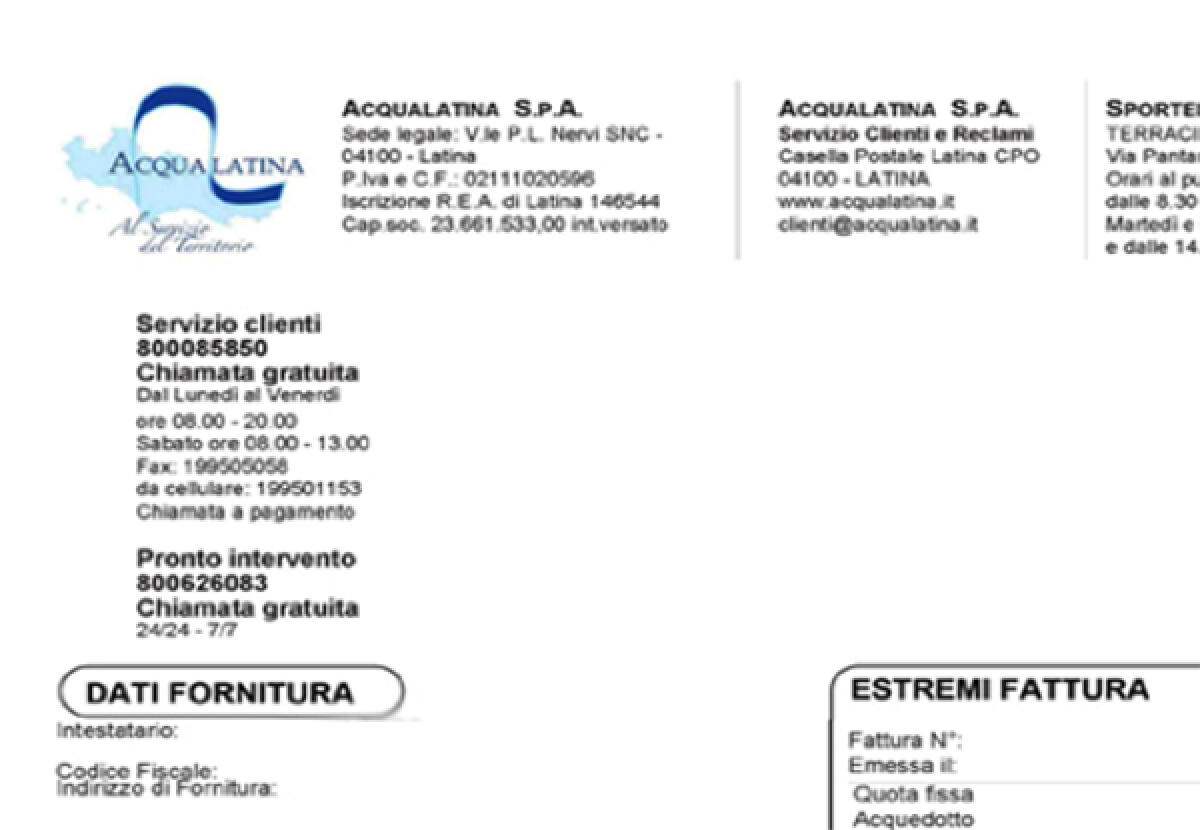 Doppia copia delle bollette Acqualatina, la società: “un errore di stampa, dovranno essere pagate una sola volta”. - 