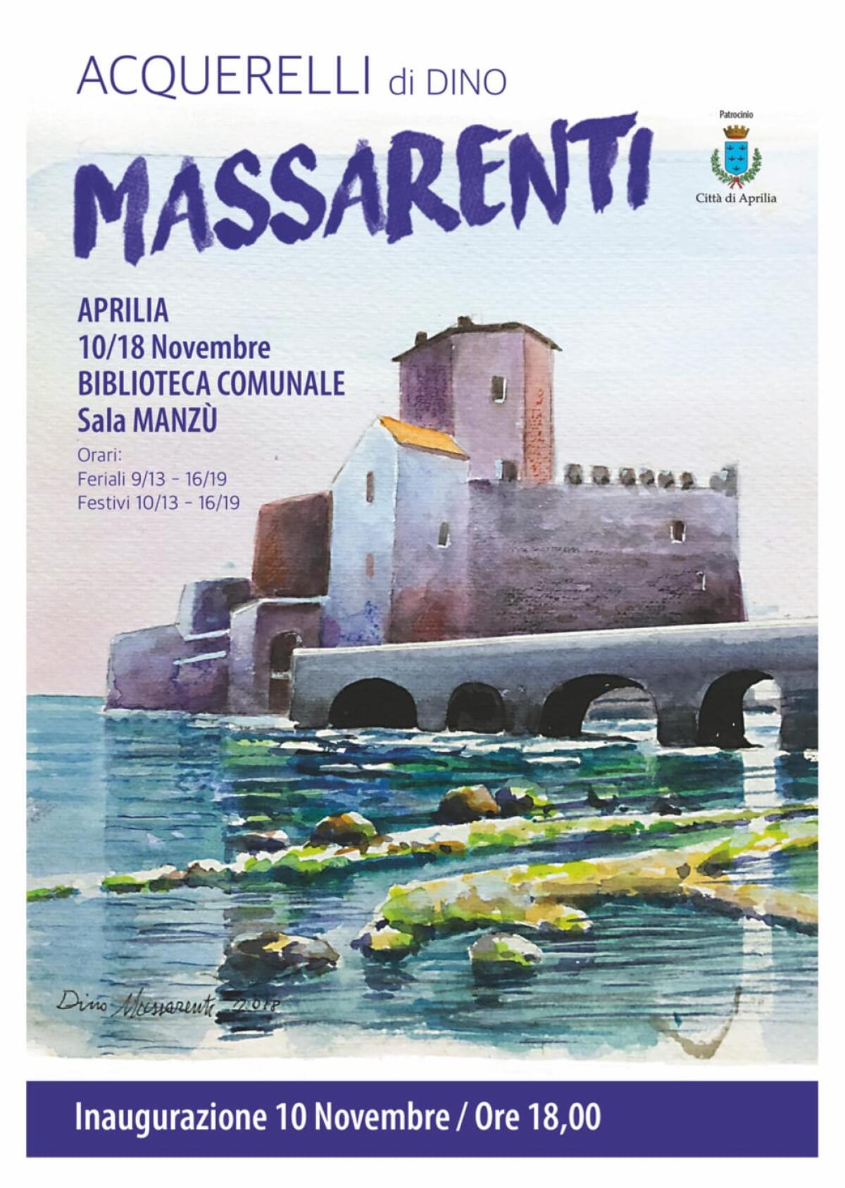 Ad Aprilia, dal 10 al 18 novembre, in mostra le opere del Maestro Dino Massarenti. - 