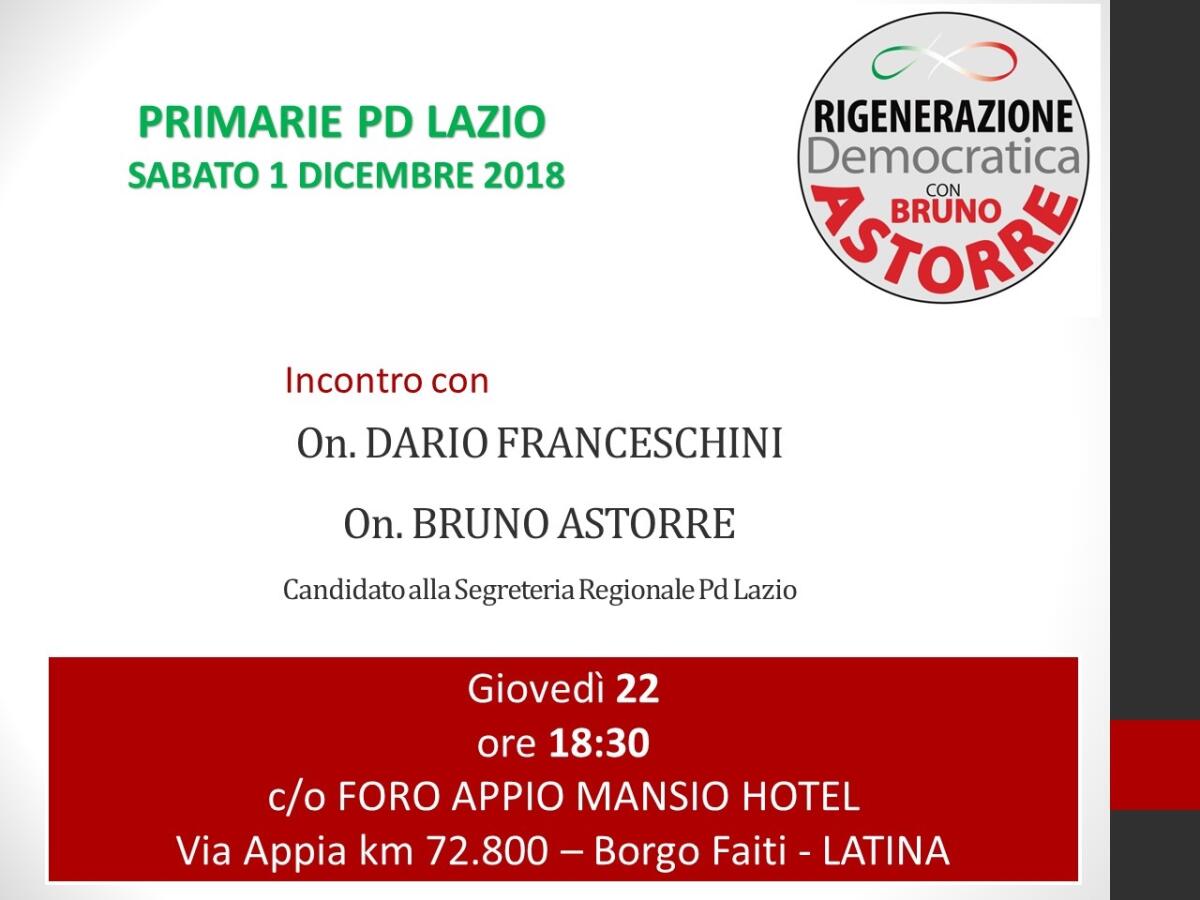 Primarie del Pd nel Lazio, a Latina incontro con Franceschini e Astorre - 