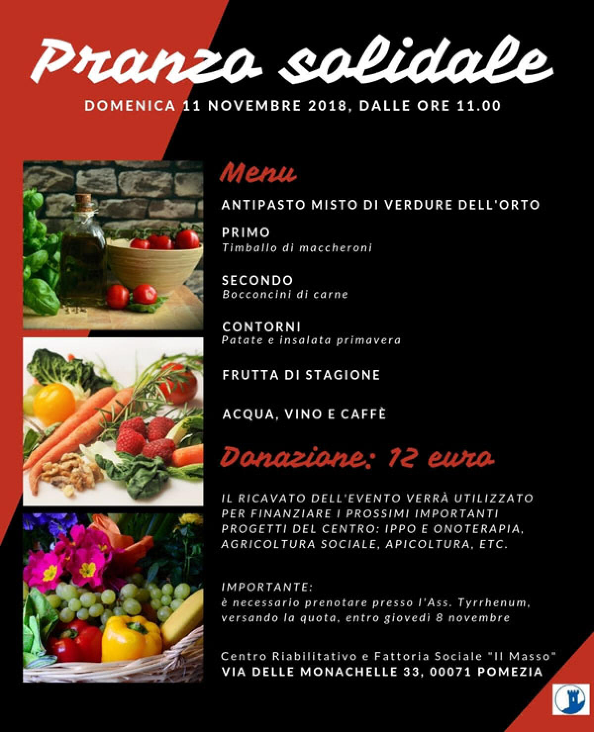 Pranzo solidale al Centro riabilitativo e Fattoria Sociale “Il Masso”  di Pomezia. - 