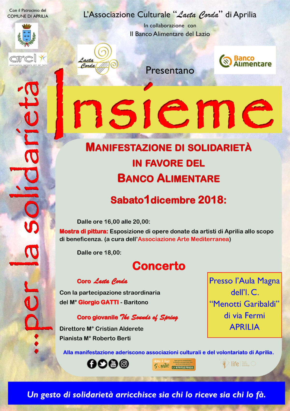 “Insieme per la solidarietà”: il coro “Laeta Corda” di Aprilia in campo a favore del Banco Alimentare. - 