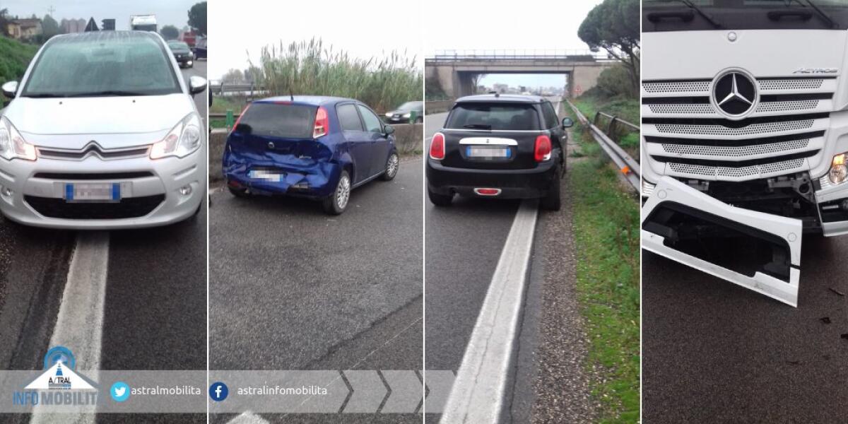 Incidente tra 4 veicoli sulla Pontina, code da Campoverde verso Roma - 