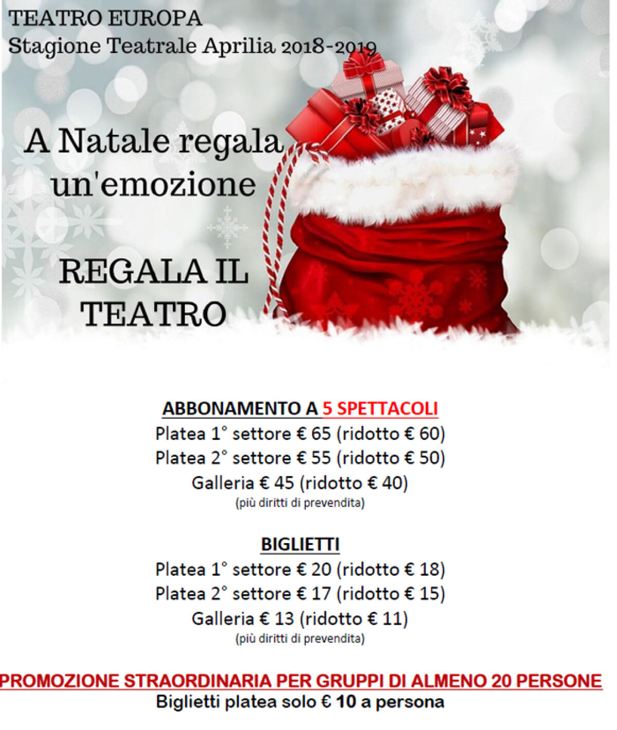 La Stagione di Prosa ad Aprilia si rilancia per Natale - 