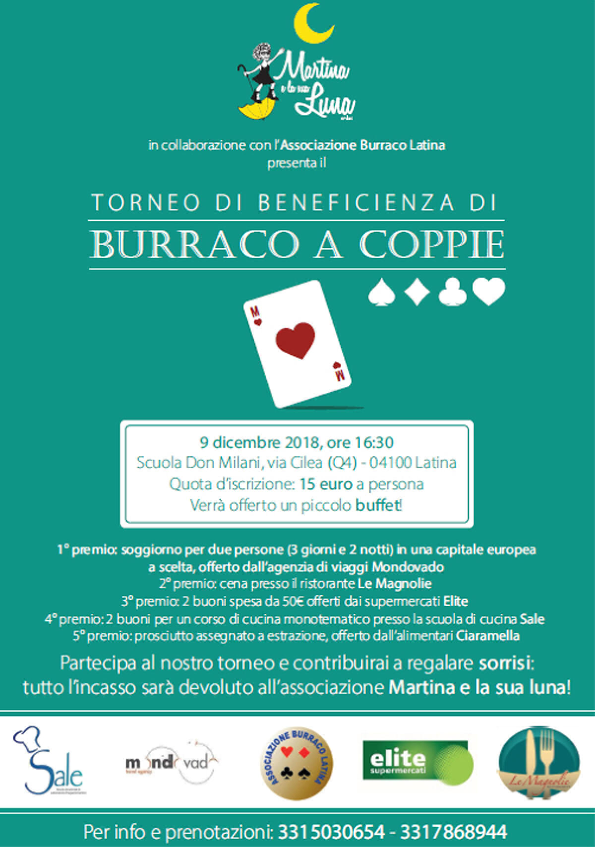 “Martina e la sua Luna” e l’associazione Burraco Latina insieme per un pomeriggio di solidarietà. - 