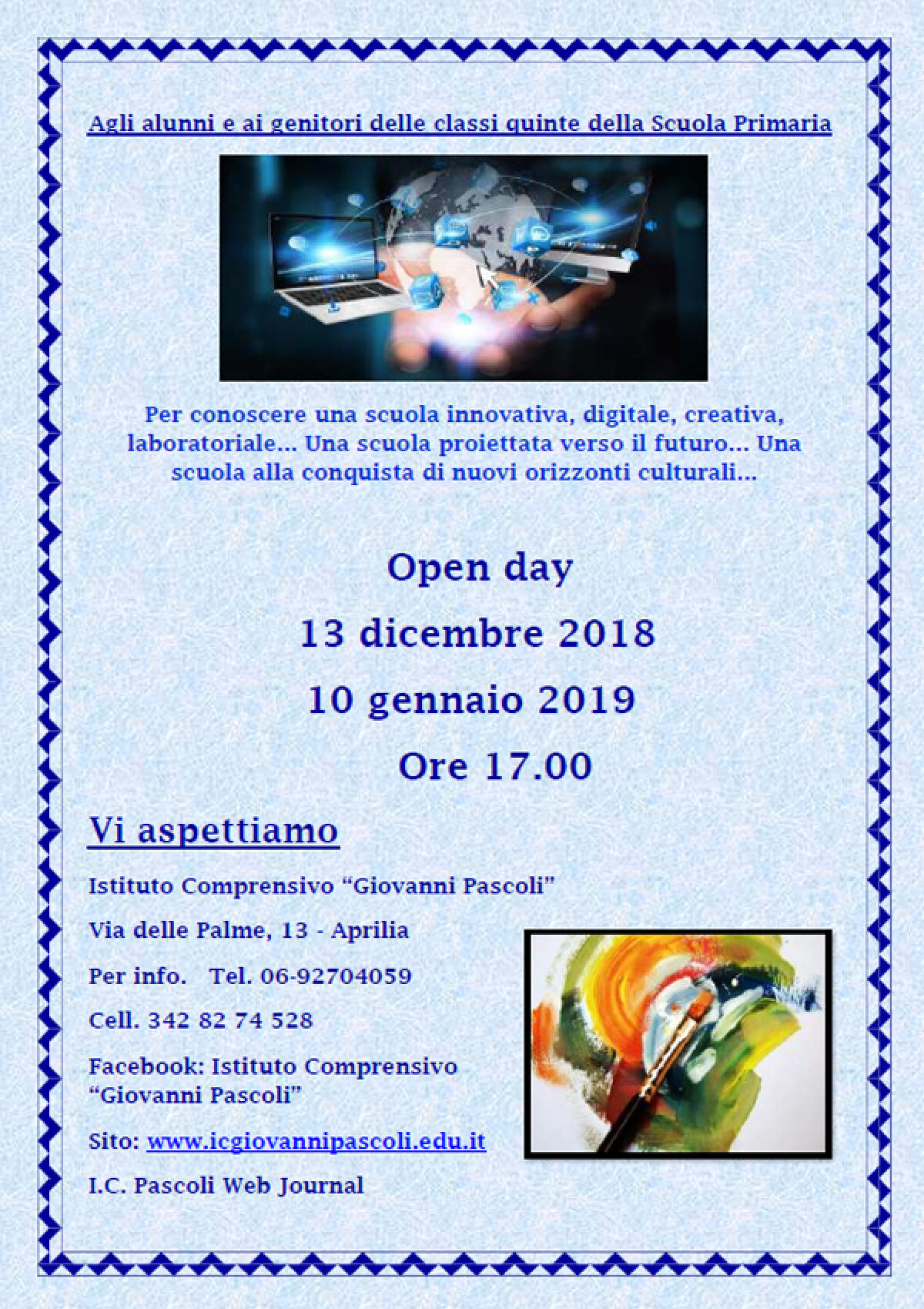 Open day giovedì 13 dicembre all'Istituto "Pascoli" di Aprilia - 