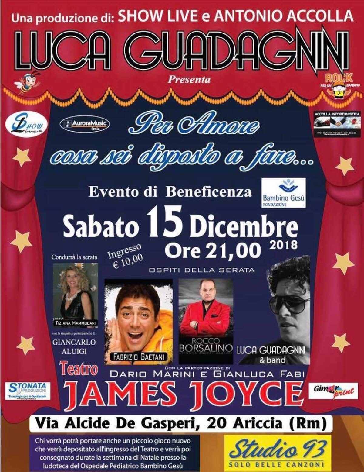 "Per amore cosa sei disposto a fare": evento di beneficenza stasera ad Ariccia. - 