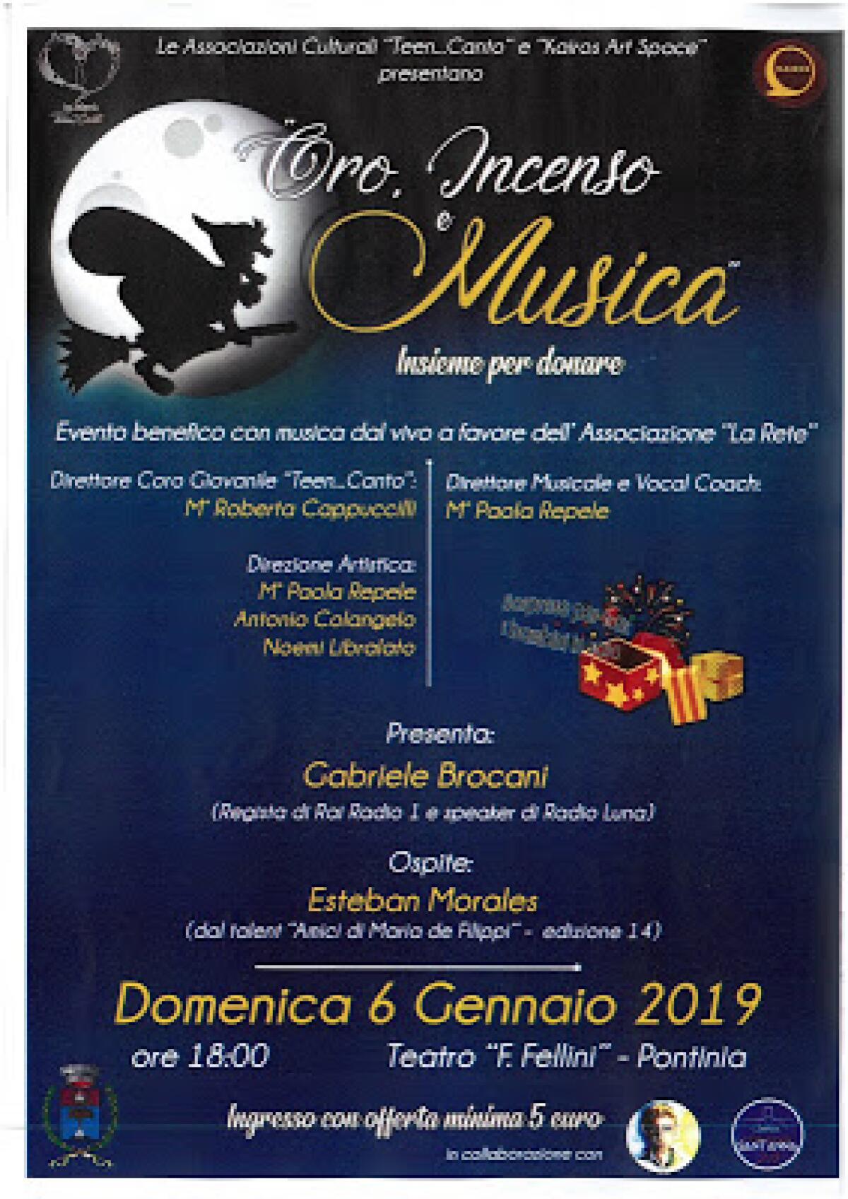 “Oro, Incenso e Musica ": evento benefico al "Fellini" di Pontinia. - 