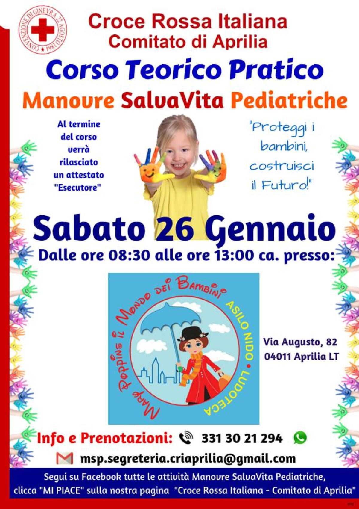 Corso teorico-pratico della Croce Rossa di Aprilia sulle manovre salvavita pediatriche. - 