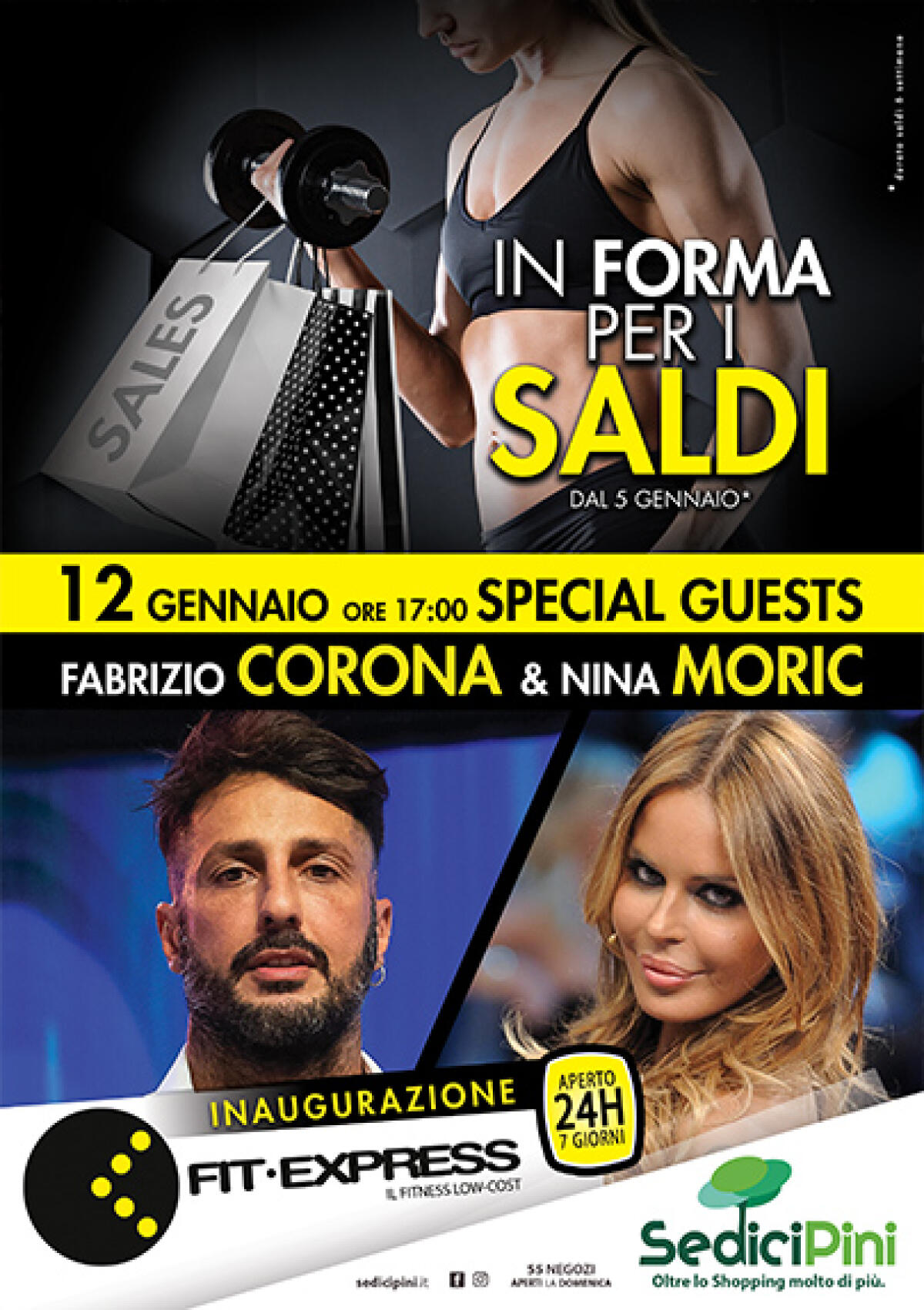 Fabrizio Corona e Nina Moric questo sabato al centro commerciale "Sedici Pini" di Pomezia. - 