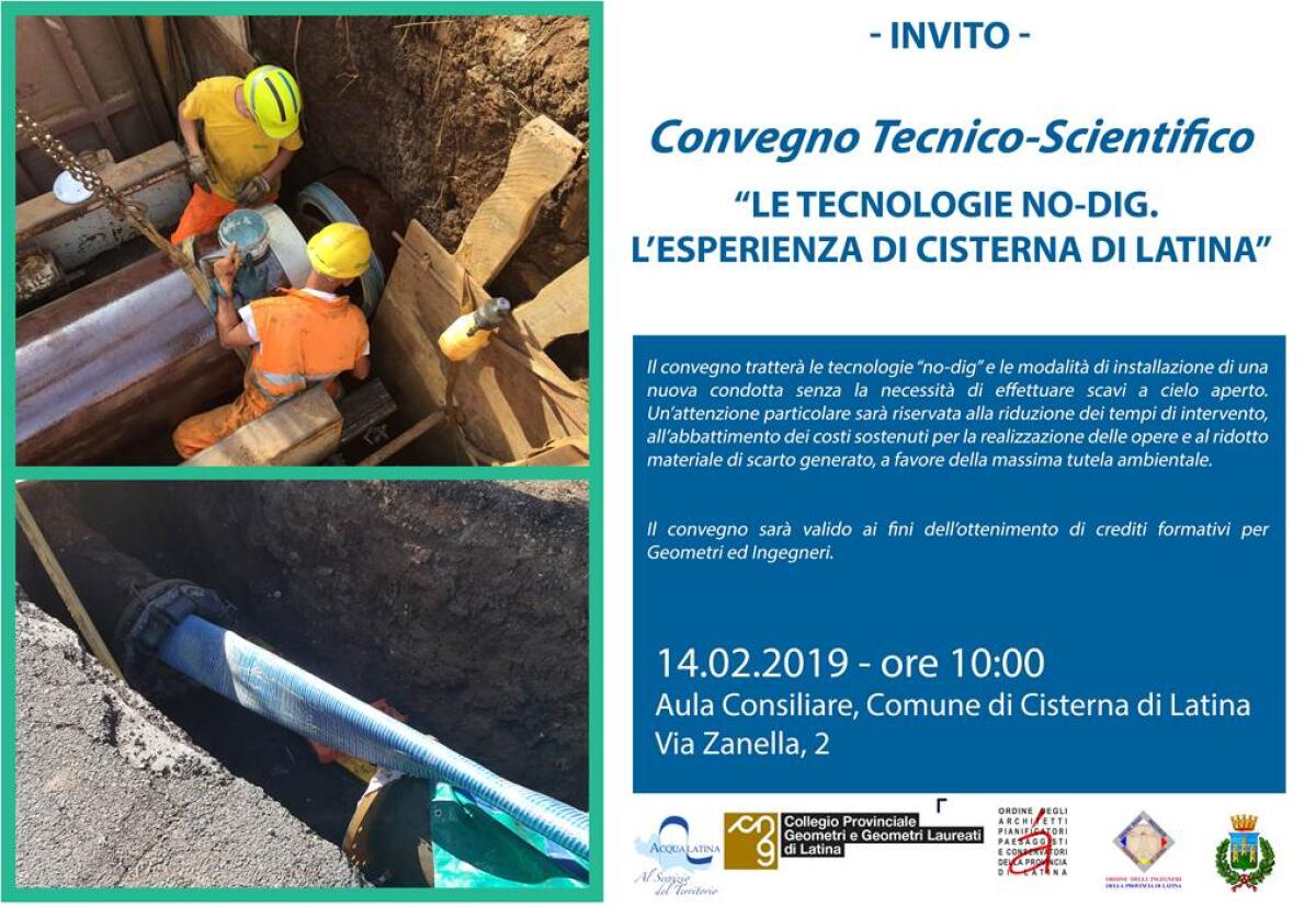 “Le tecnologie no-dig. L’esperienza di Cisterna di Latina”, il convegno con Acqualatina - 