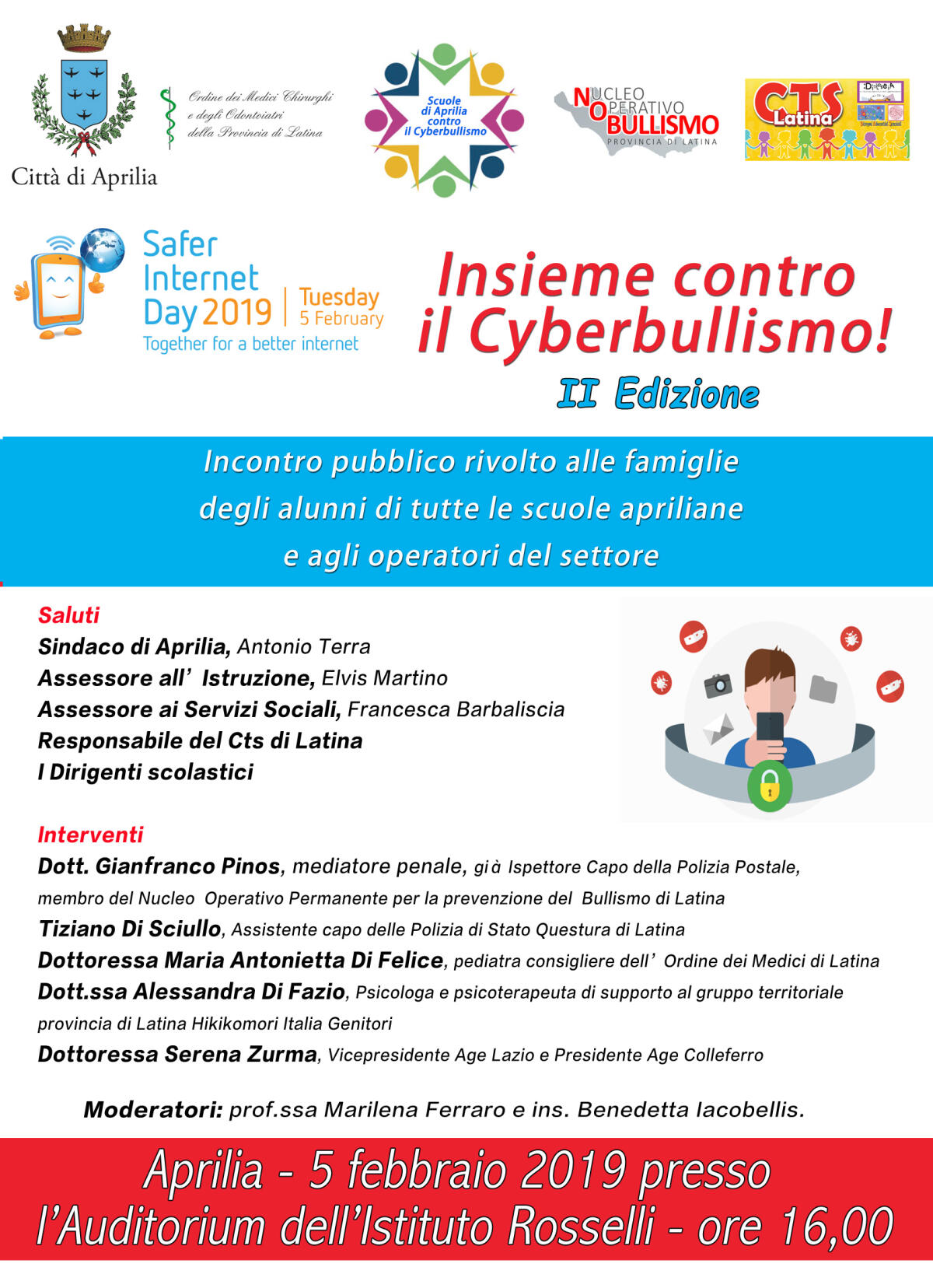 Sicurezza sul web, bullismo e cyberbullismo: due eventi il 5 febbraio ad Aprilia. - 