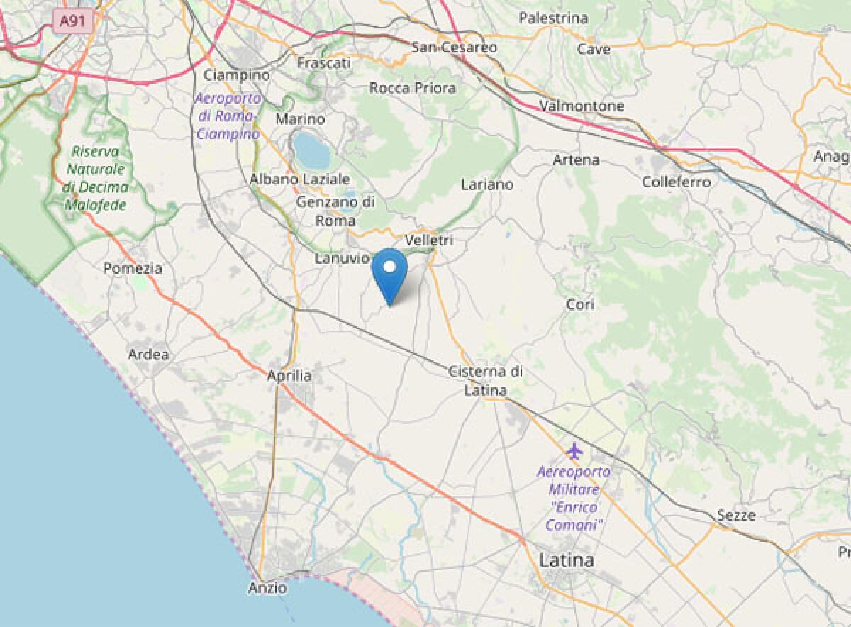 Lieve scossa di terremoto con epicentro a Lanuvio. - 