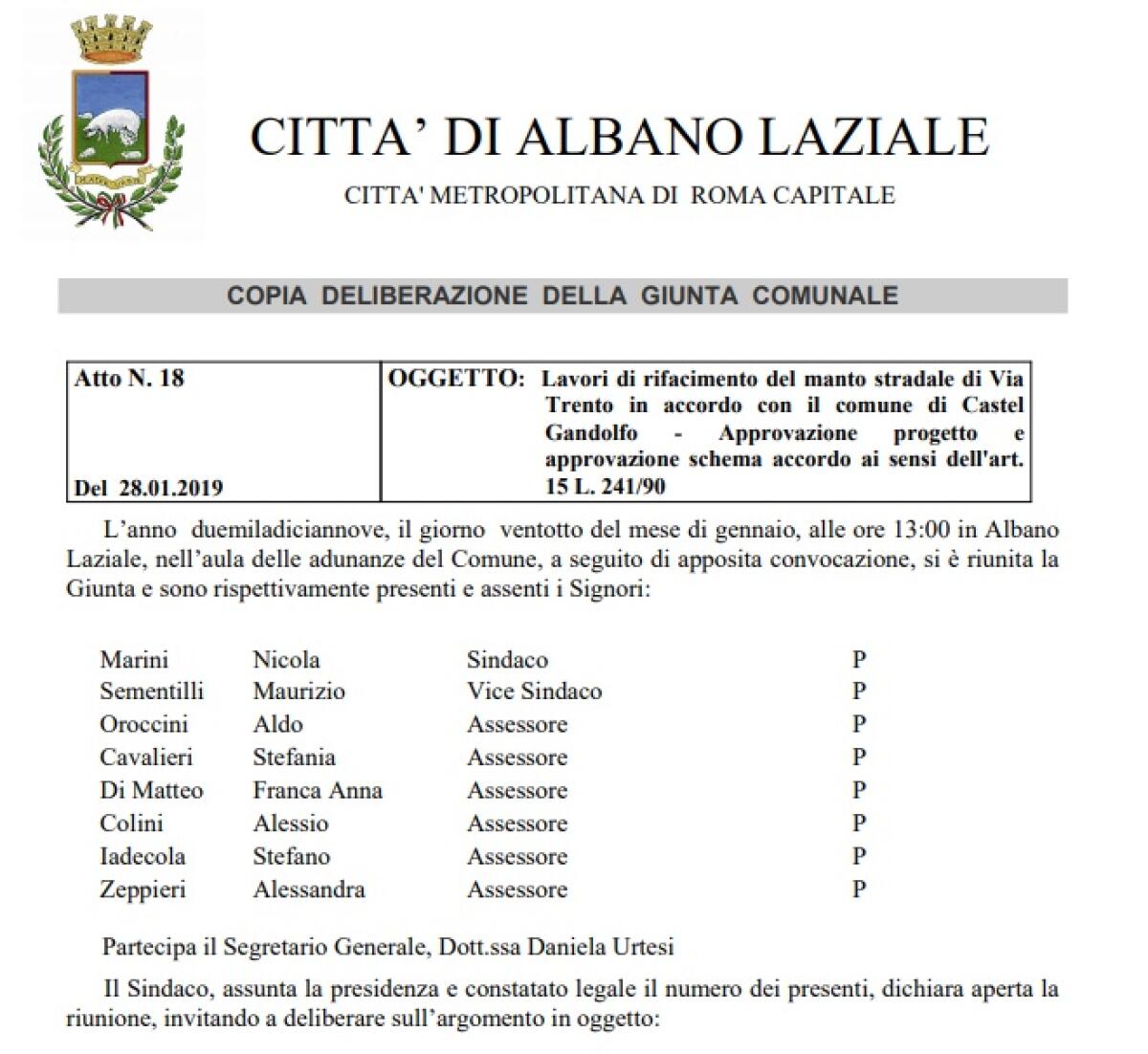 La Giunta Comunale di Albano approva il rifacimento del manto stradale di via Trento, a Pavona. - 