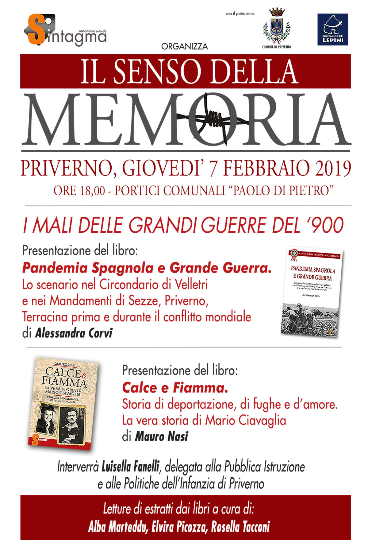 Si chiude a Priverno la rassegna “Il Senso della Memoria”. - 