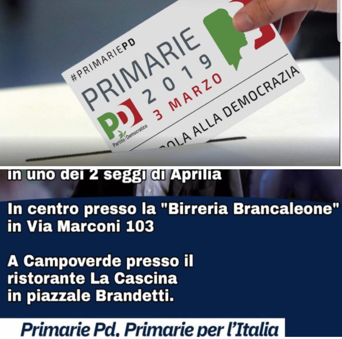 Primarie del Partito Democratico: ecco dove si vota ad Aprilia. - 