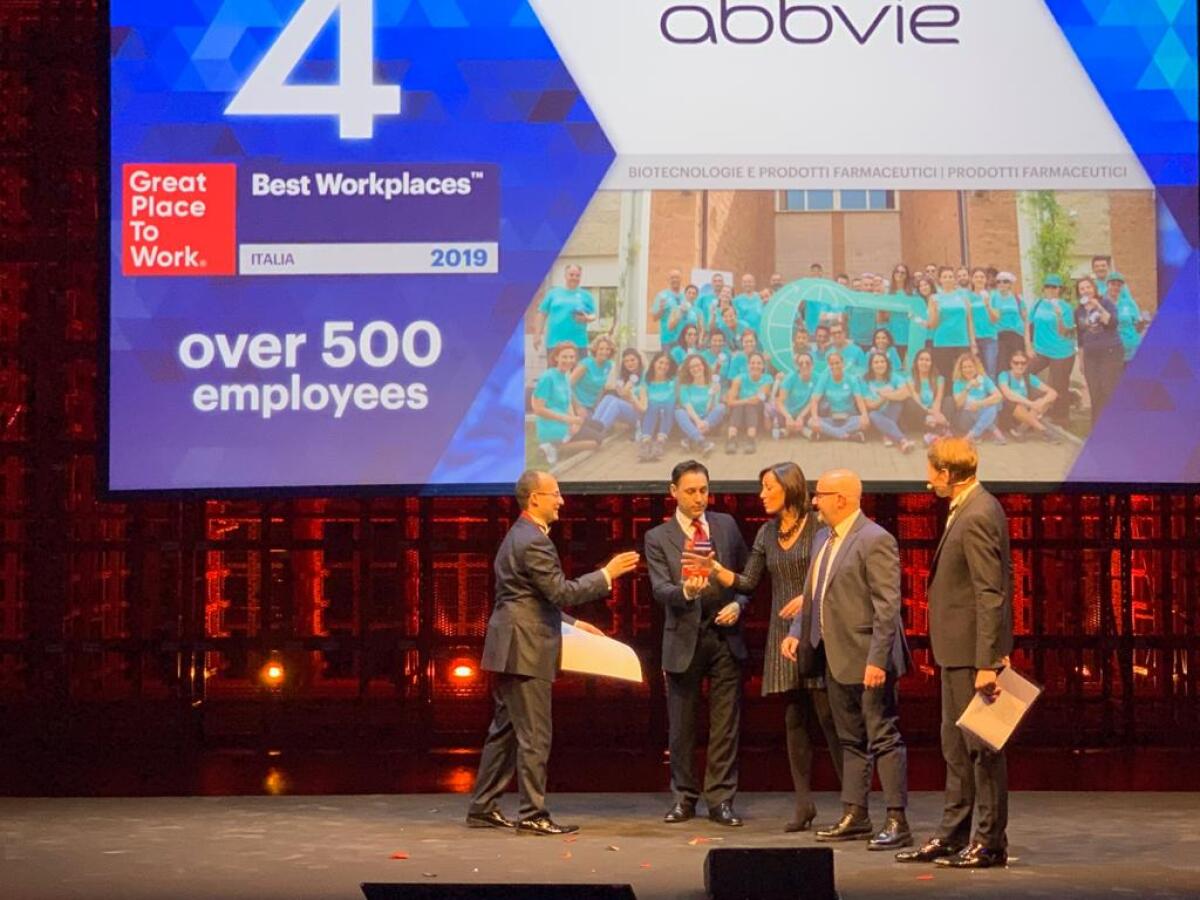 APRILIA - “Best Workplaces 2019”: la AbbVie Italia al 4° posto nella classifica delle migliori aziende in cui lavorare. - 