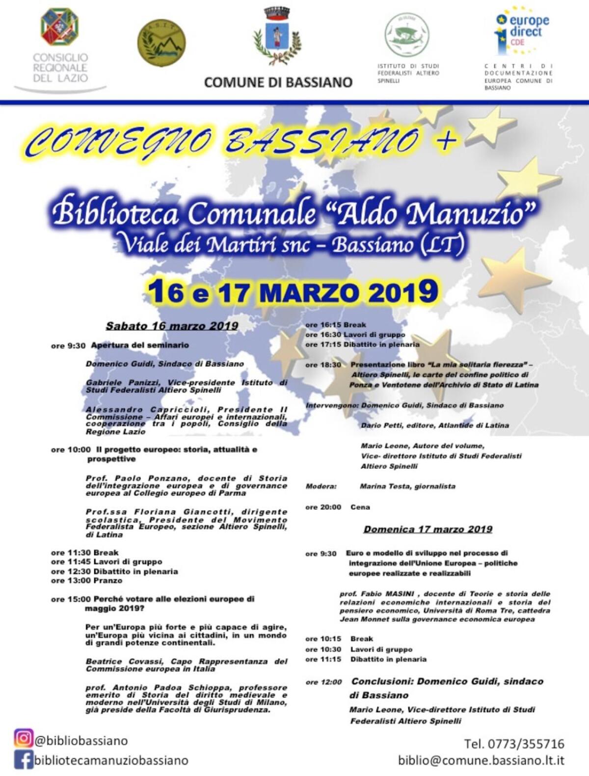 Bassiano +, il convegno tematico sulle politiche europee - 