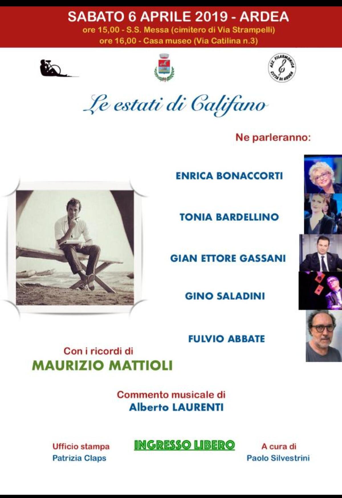 “Le Estati di Califano”: sabato 6 aprile un evento per ricordarlo alla Casa Museo di Ardea. - 