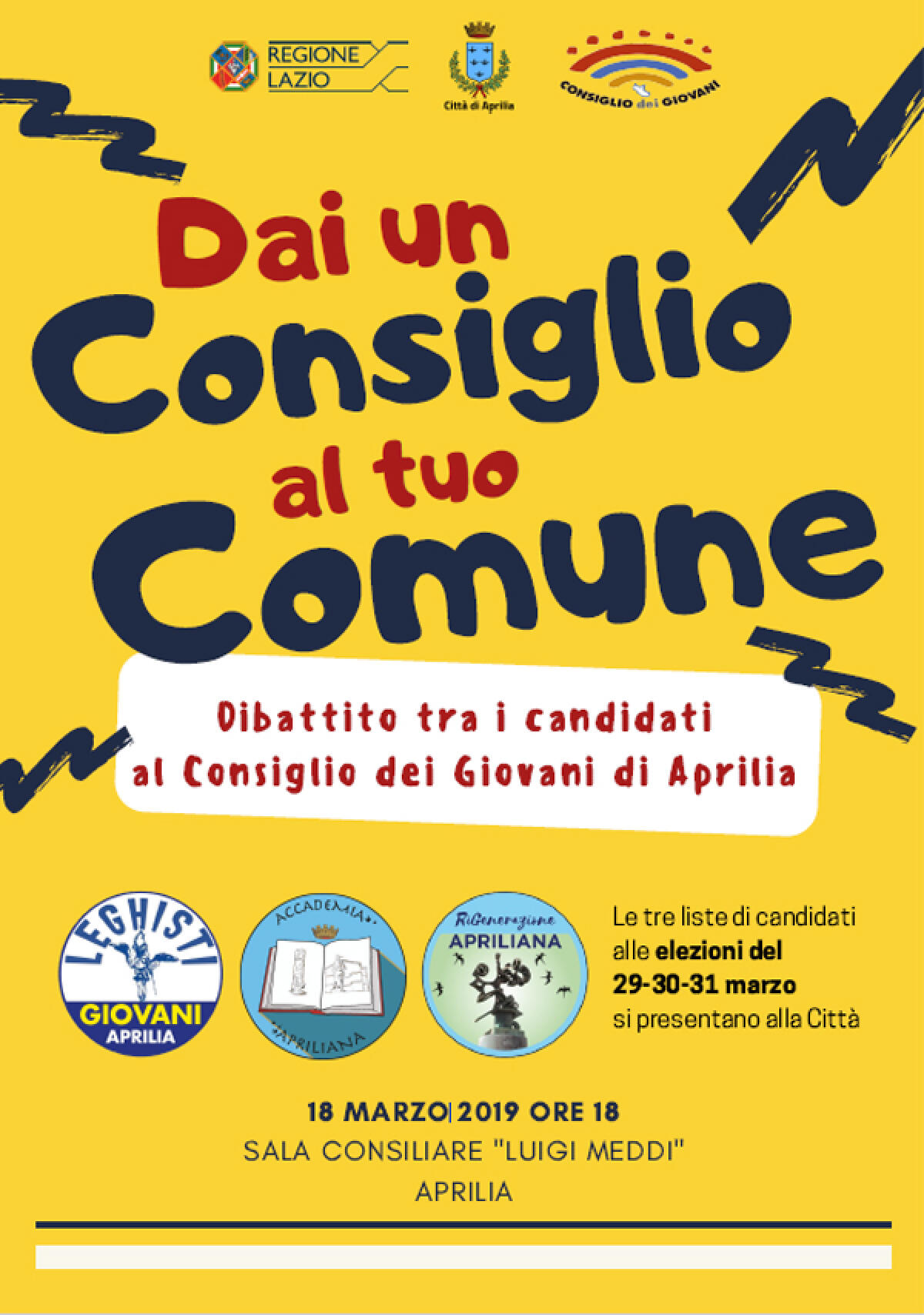 Rinnovo del Consiglio Comunale dei Giovani di Aprilia: questo lunedì un dibattito tra le liste candidate. - 