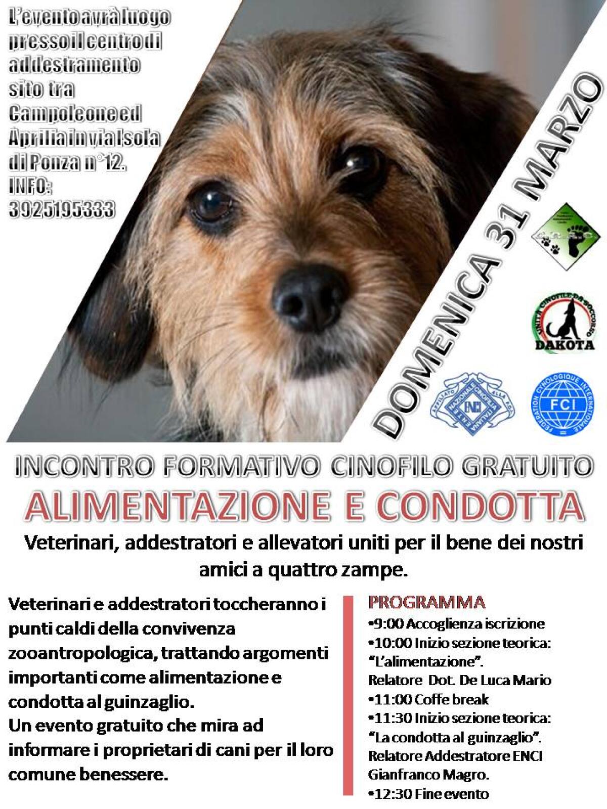 “Alimentazione e condotta”: ad Aprilia un incontro informativo cinofilo gratuito. - 