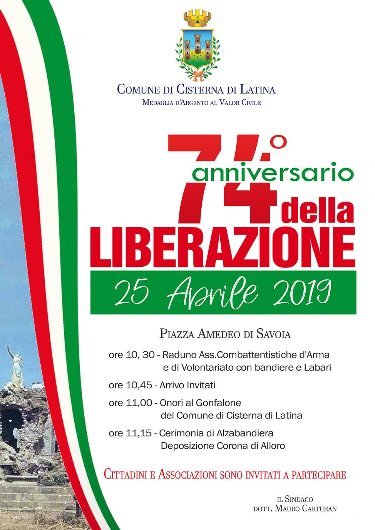 Anche Cisterna oggi festeggia la Liberazione. Cerimonie in Piazza Savoia. - 