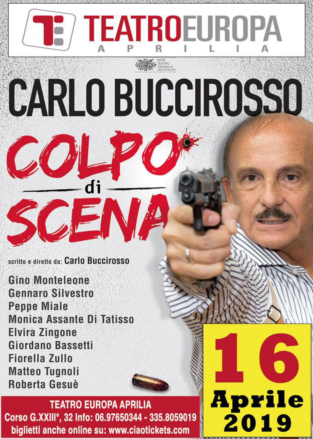 Stasera al Teatro Europa di Aprilia “Colpo di Scena” con protagonista Carlo Buccirosso. - 