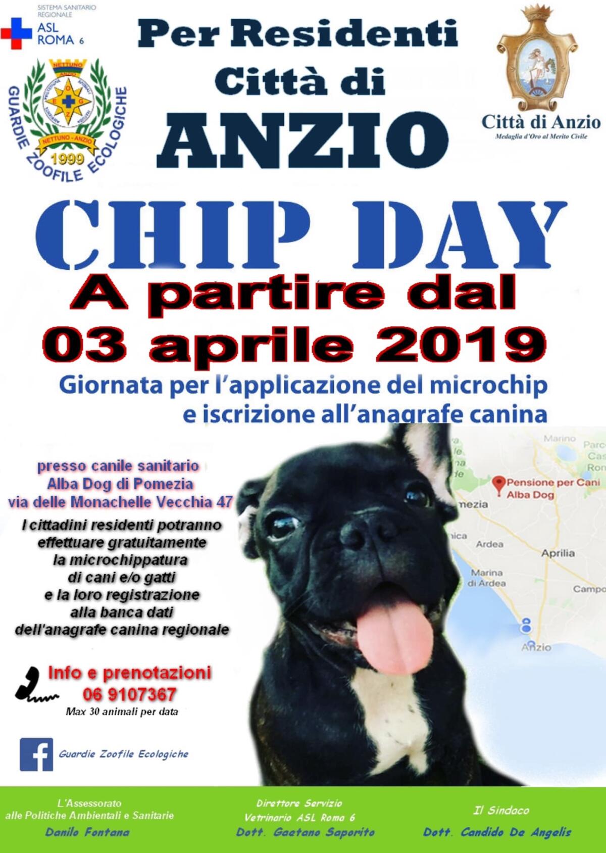 Anzio - Microchippatura gratis di cani e gatti. Il calendario - 
