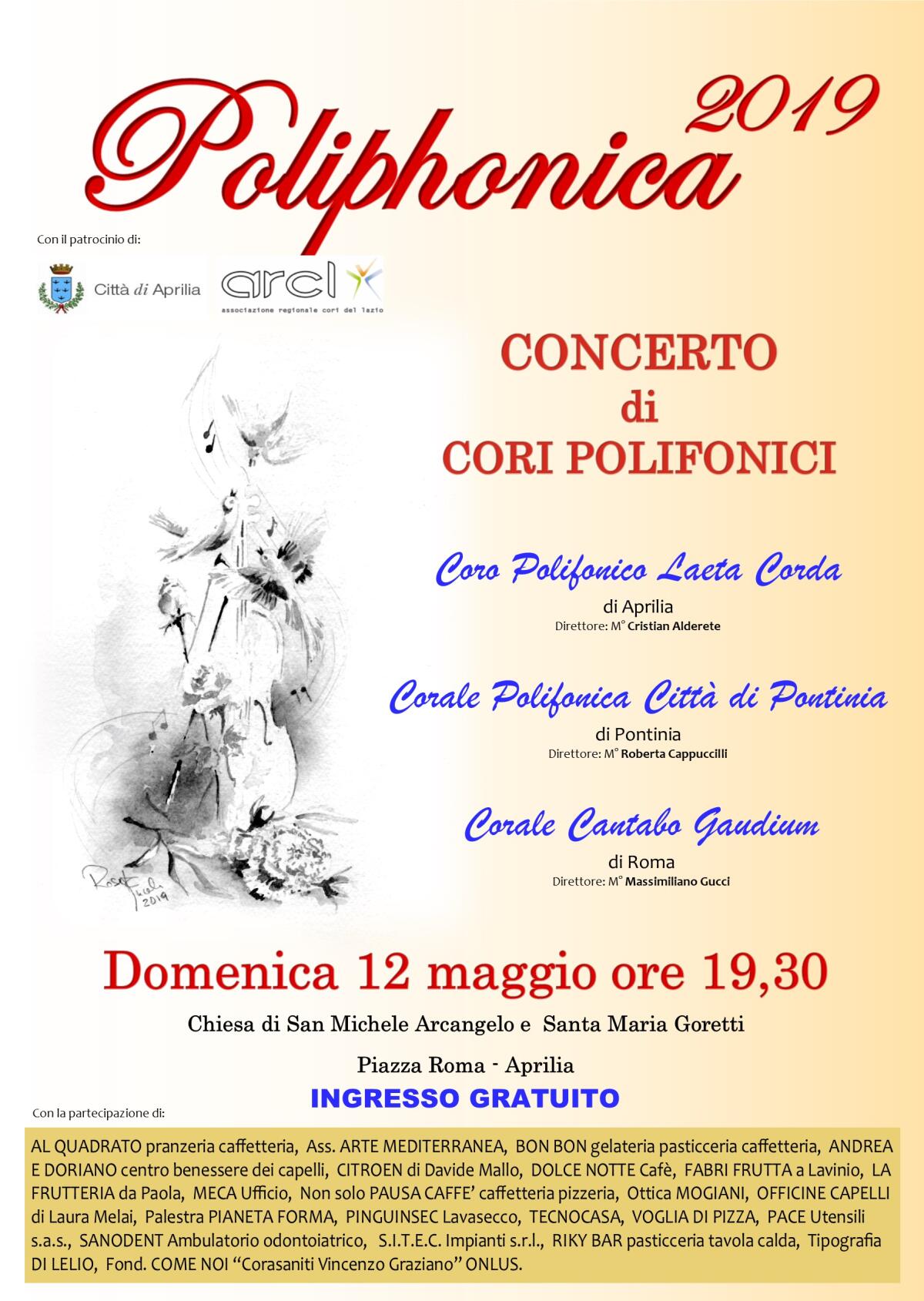 Questa domenica ad Aprilia la rassegna corale “Poliphonica 2019” organizzata dall'associazione "Laeta Corda". - 