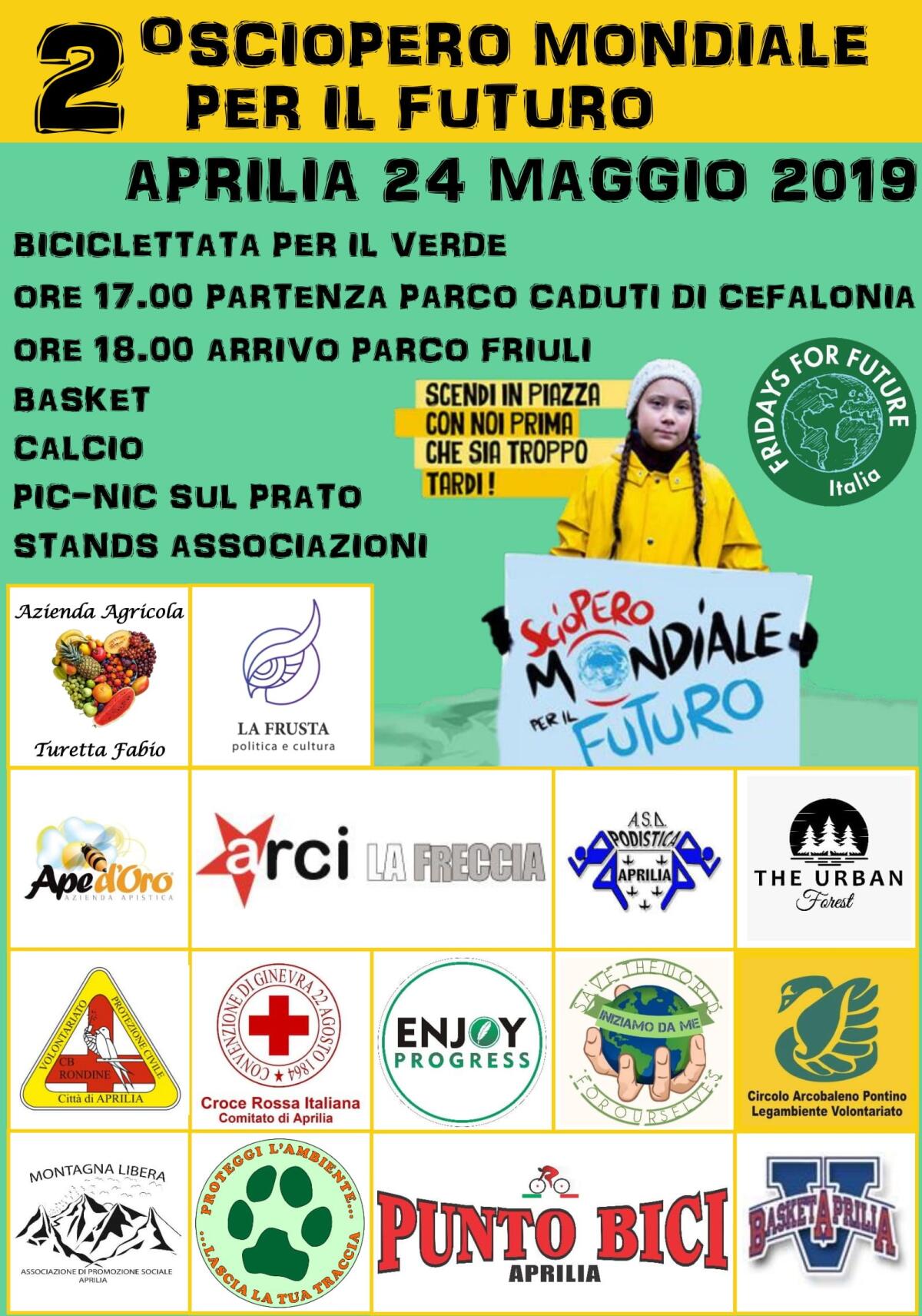 Questo venerdì “Sciopero Mondiale per il Futuro”: ad Aprilia biciclettata e pic-nic sul prato. - 