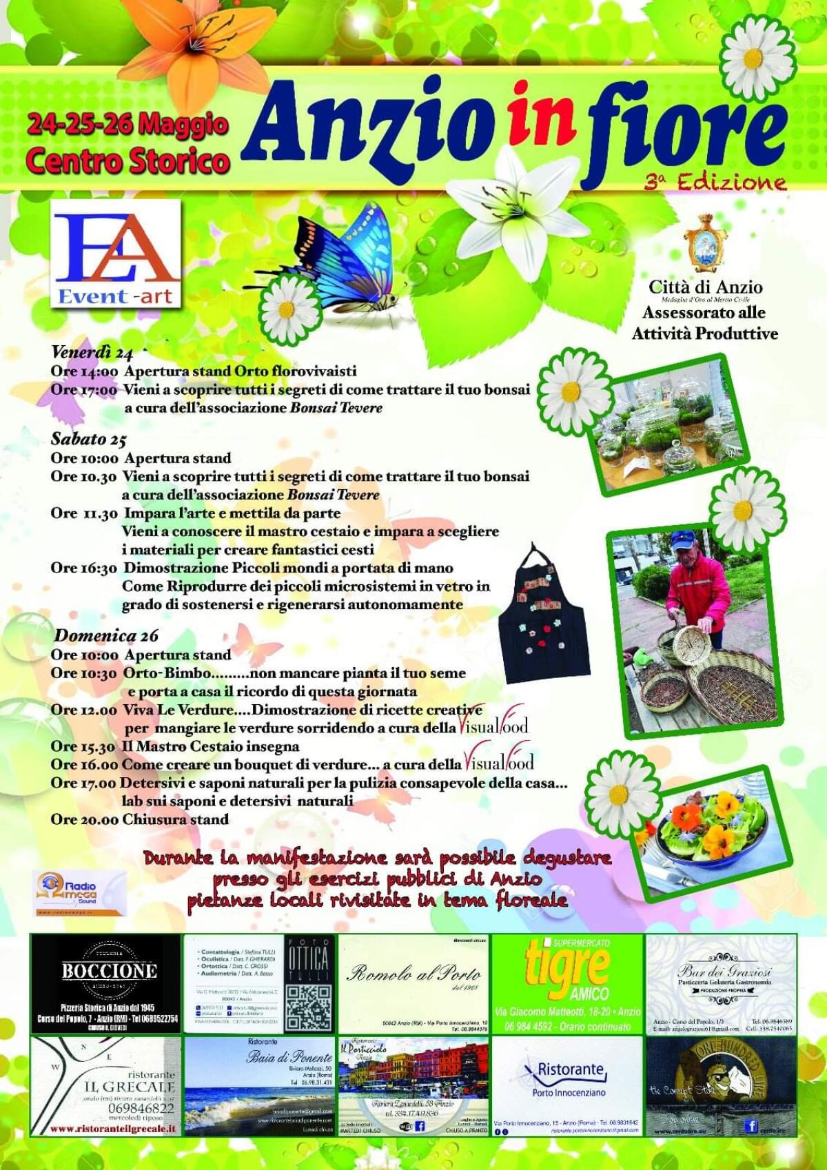 Da venerdì 24 a domenica 26 maggio terza edizione della manifestazione “Anzio in Fiore”. - 