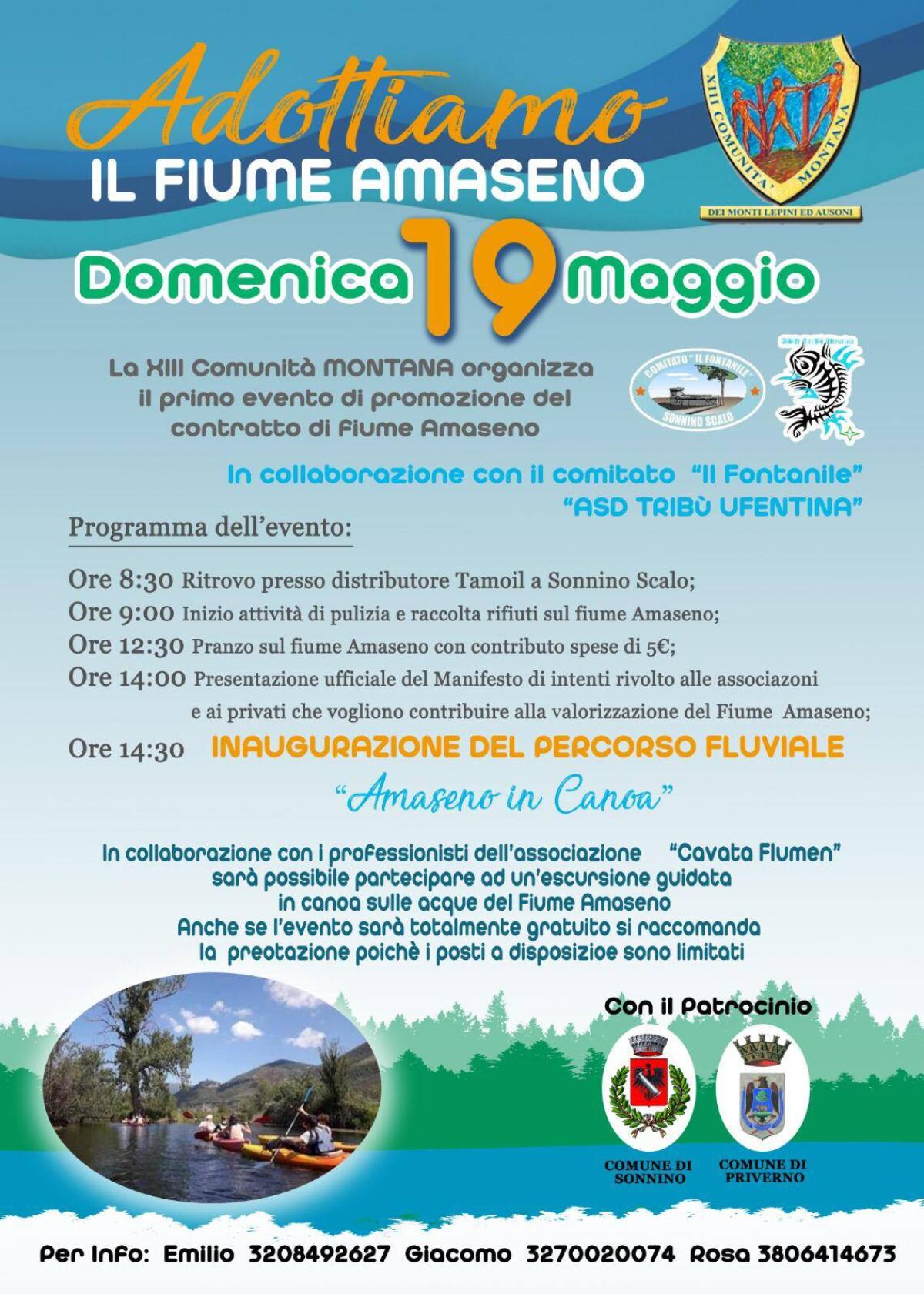 “Contratto di Fiume Amaseno”: domenica 19 maggio a Sonnino il primo evento della XIII Comunità Montana. - 