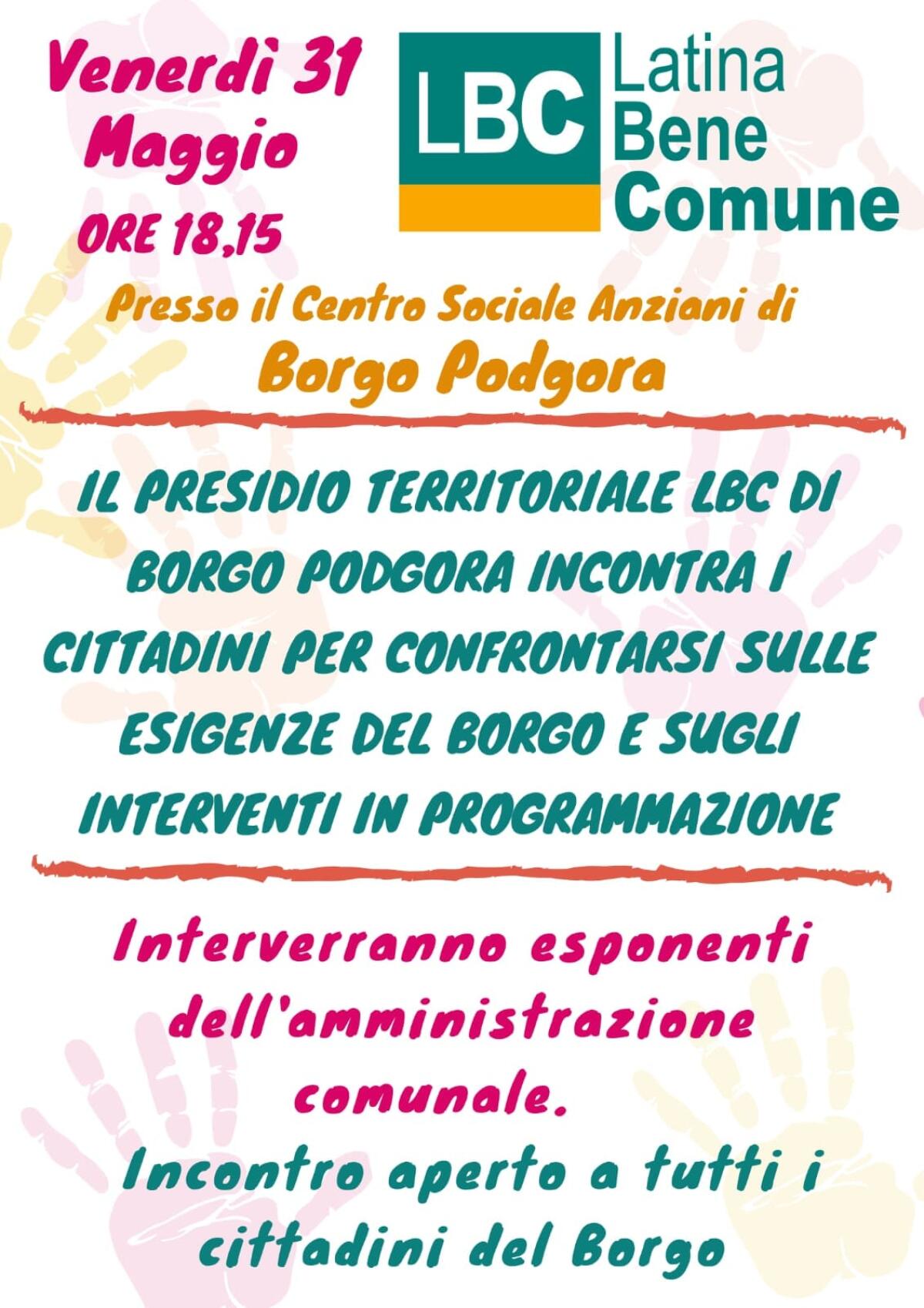 Secondo incontro nei borghi di Latina Bene Comune. Questo venerdì appuntamento a Borgo Podgora. - 