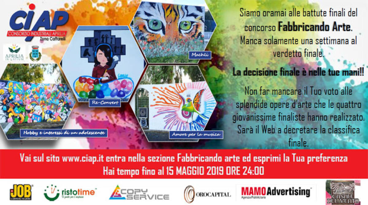 Battute finali del concorso “Fabbricando Arte” del Ciap di Aprilia. Votazioni on line entro questo mercoledì. - 
