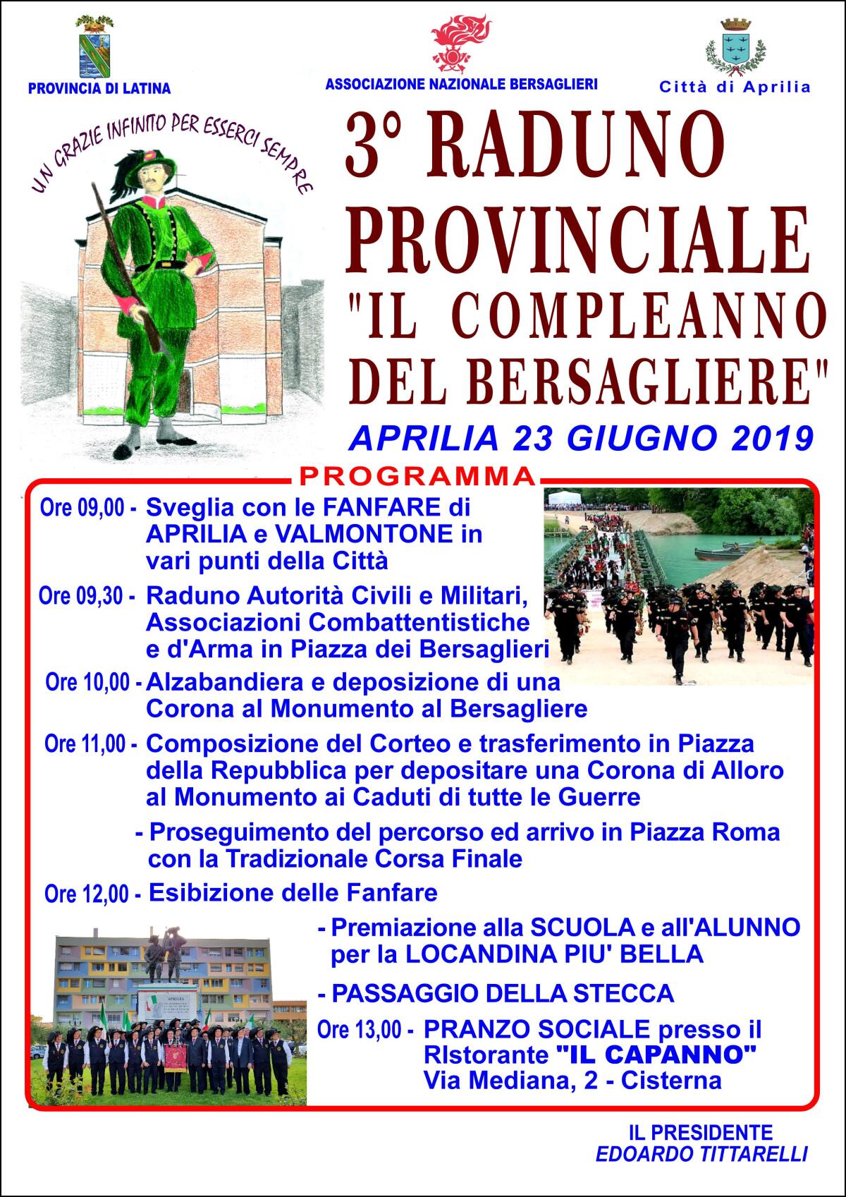 Ad Aprilia questa domenica il terzo “Raduno Provinciale “Il Compleanno del Bersagliere”. - 