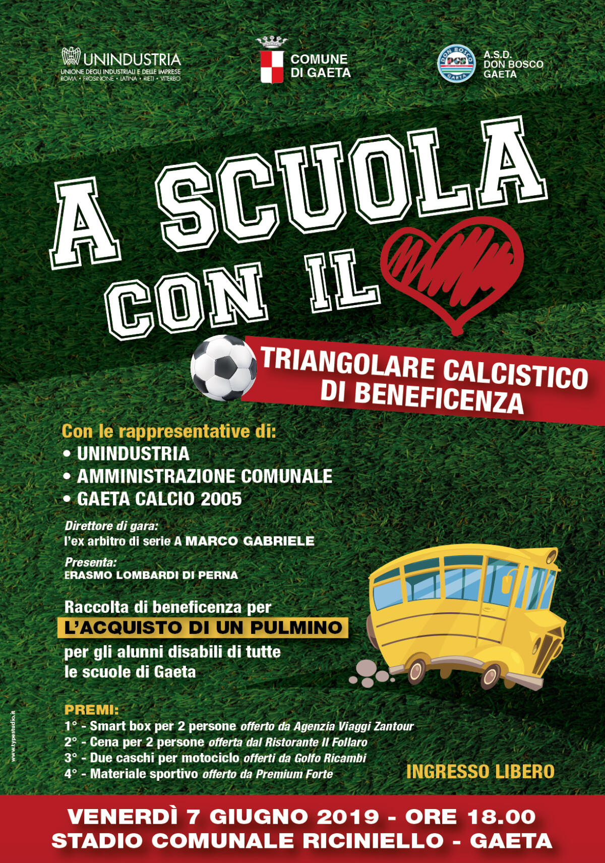 “A scuola con il cuore”: stasera a Gaeta un triangolare calcistico di beneficenza promosso da Unindustria. - 