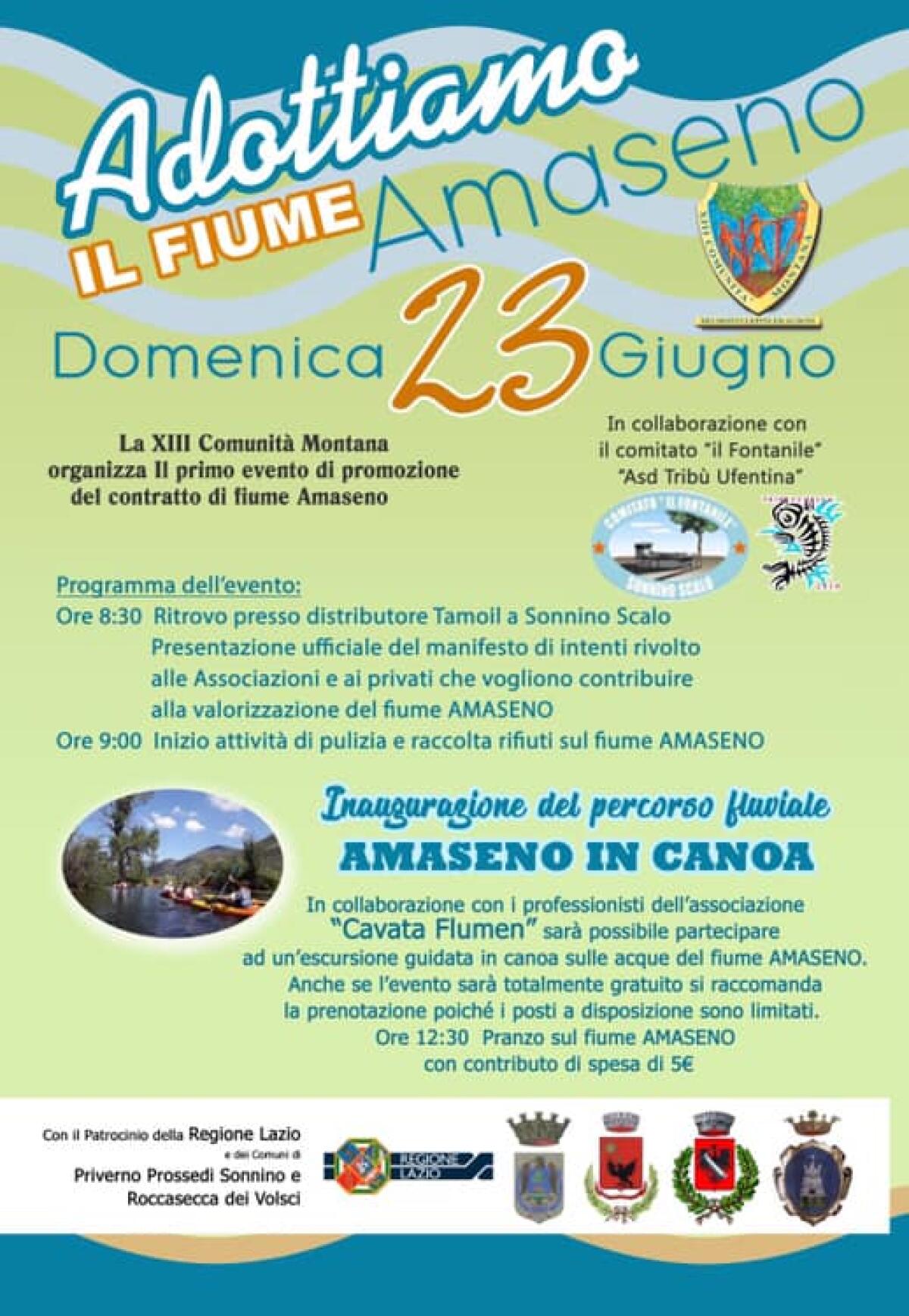 “Contratto di Fiume Amaseno”: il primo evento di presentazione della Comunità Montana ed escursione in canoa. - 