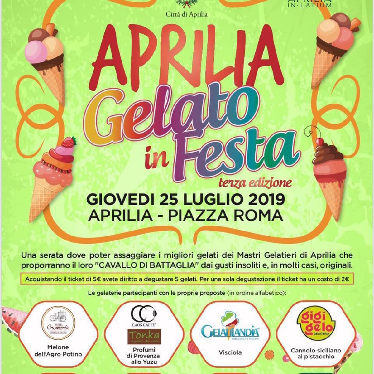 Questa sera in Piazza Roma, ad Aprilia, “Gelato in Festa”, con i migliori gelatieri della città. - 