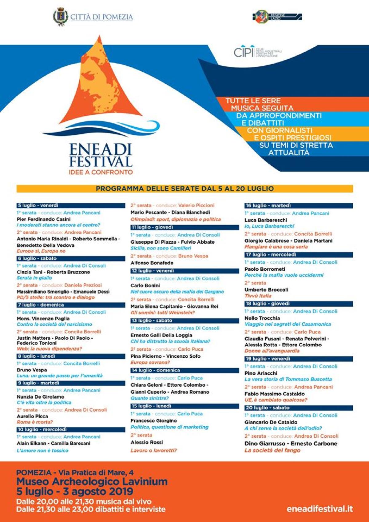 A Pomezia l’“Eneadi Festival”: in città arrivano i big della politica e della cultura. - 