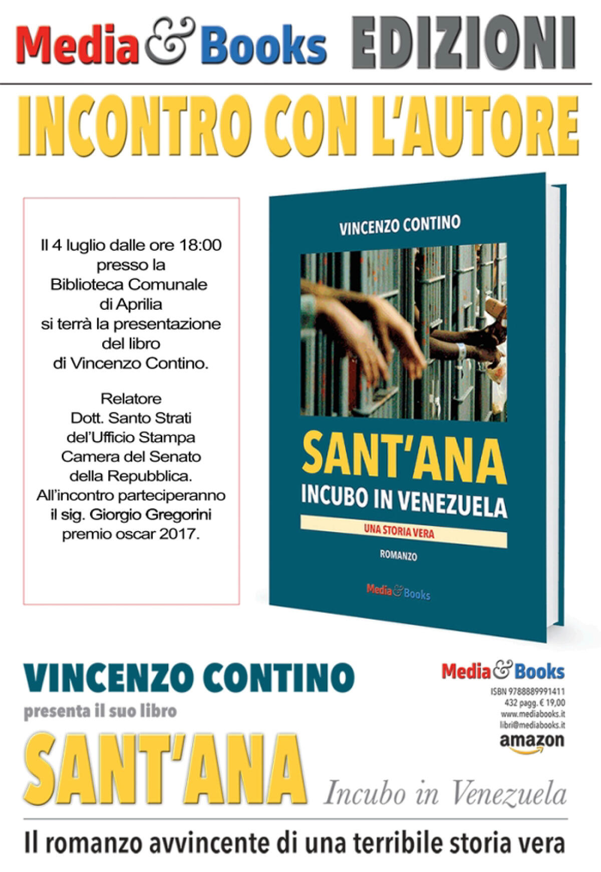 APRILIA - Vincenzo Contino presenta il suo libro “Sant’Ana Incubo in Venezuela”. - 