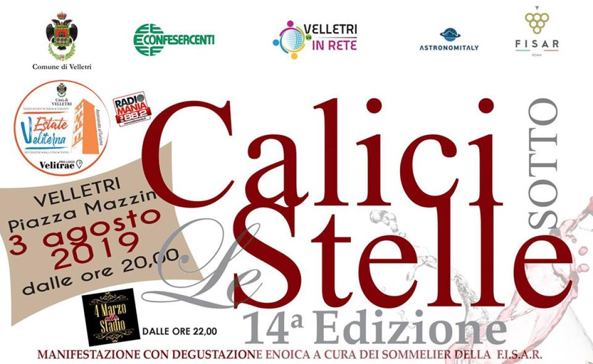 A Velletri questa sera una nuova edizione di “Calici sotto le Stelle”. - 